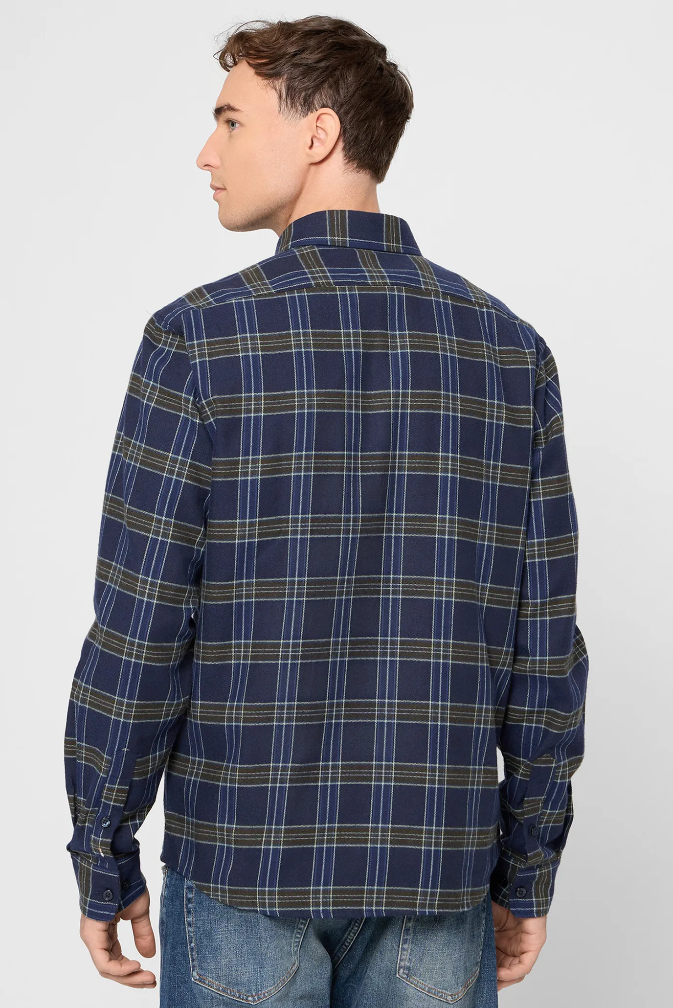 Чоловіча темно-синя картата сорочка 3