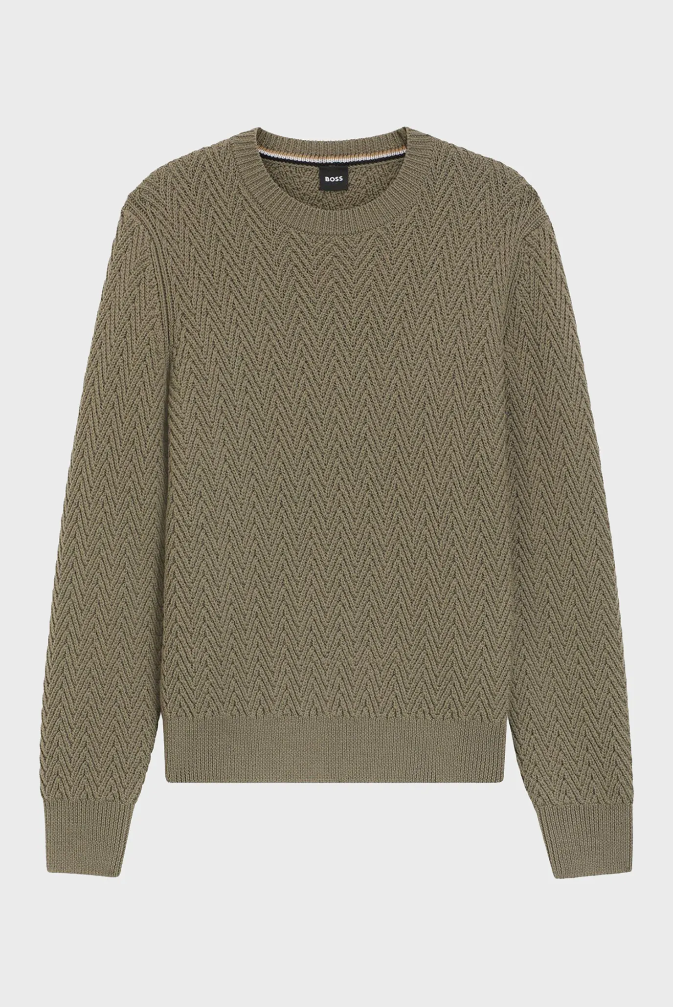 Мужской оливковый шерстяной джемпер 1