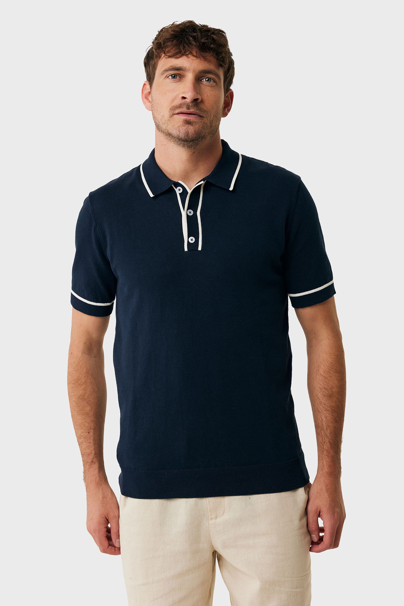 Мужское темно-синее поло Knitted polo with tippings Синий XXL Mexx MF006602251M Мужское темно-синее поло Knitted polo with tippings Синий XXL Mexx MF006602251M