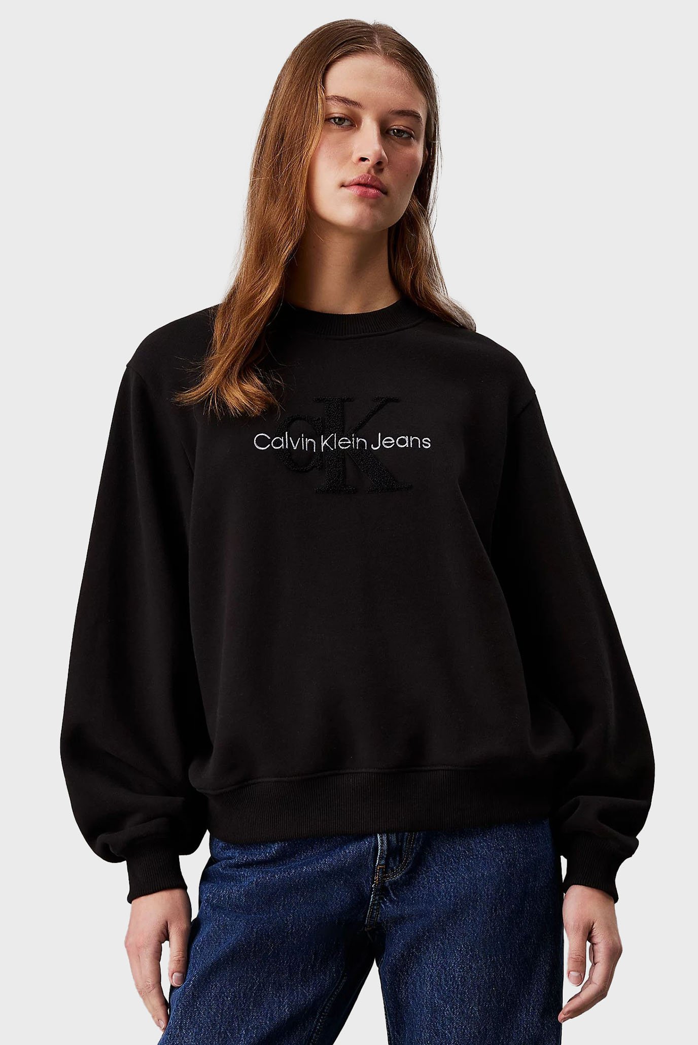 Женский черный свитшот CHENILLE MONOLOGO CREWNECK 1