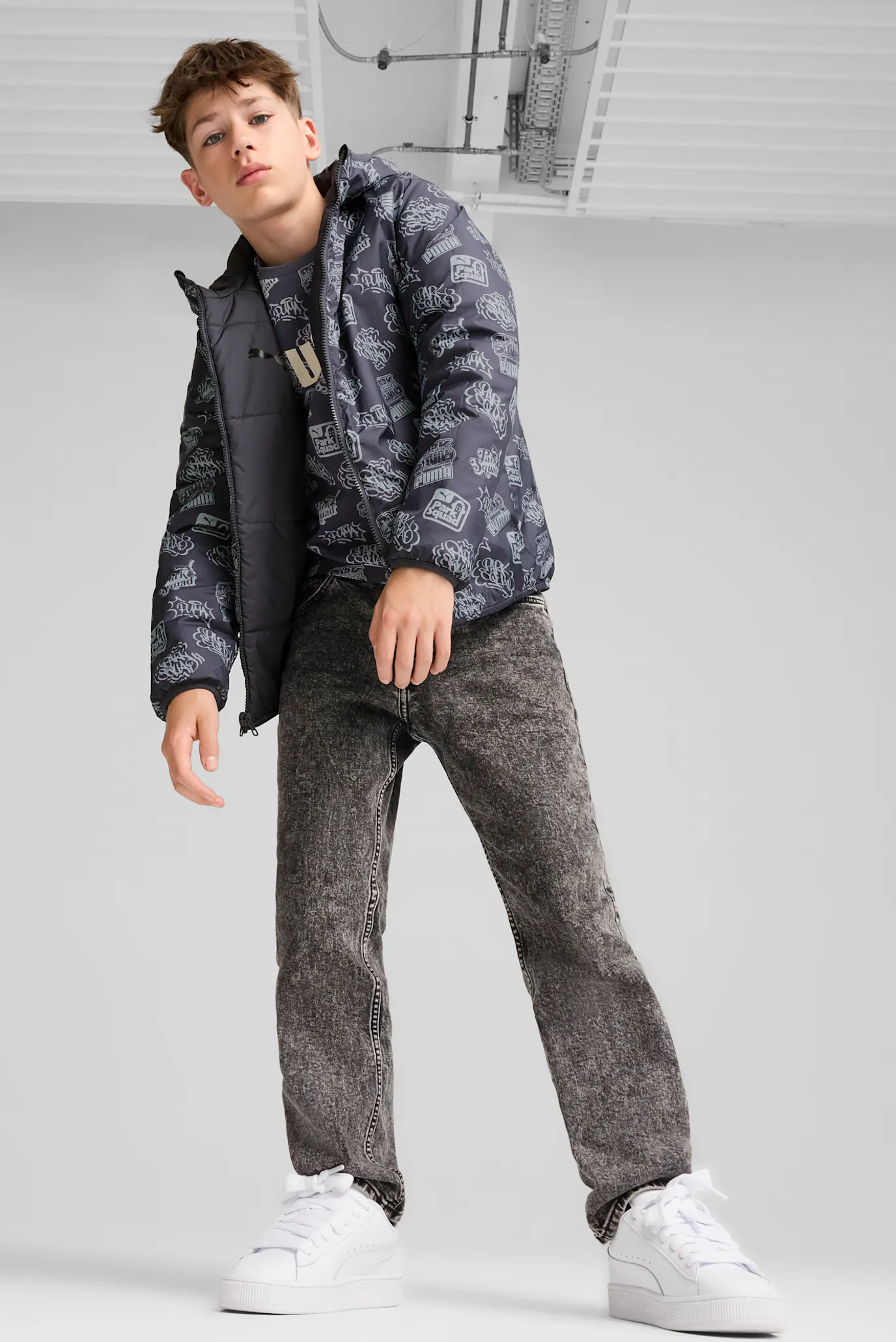 Детская темно-серая двусторонняя куртка Reversible Puffer Jacket Youth 2