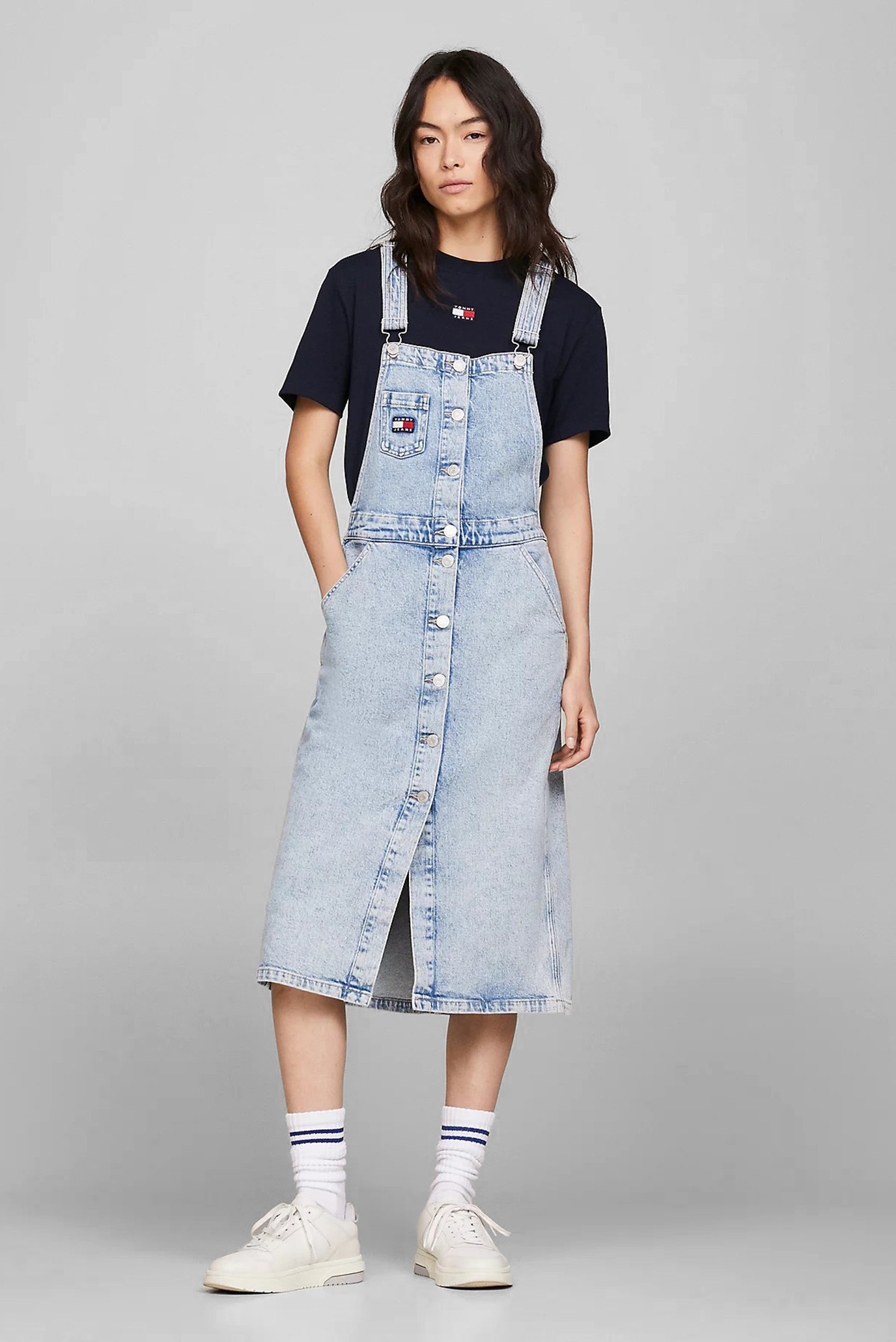 Женский голубой джинсовый сарафан DUNGAREE BF MIDI 1