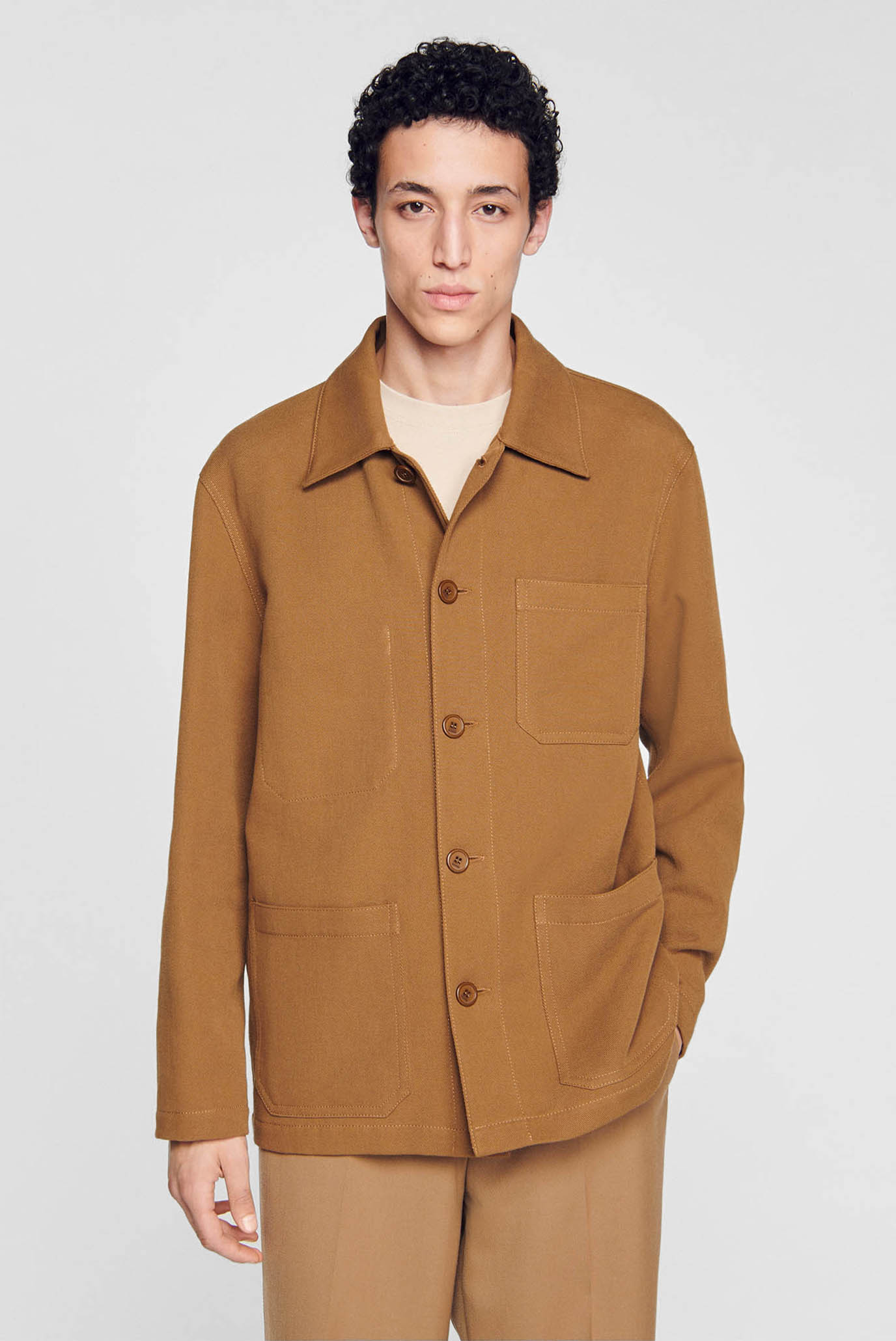 Чоловіча коричнева сорочка-пальто 1