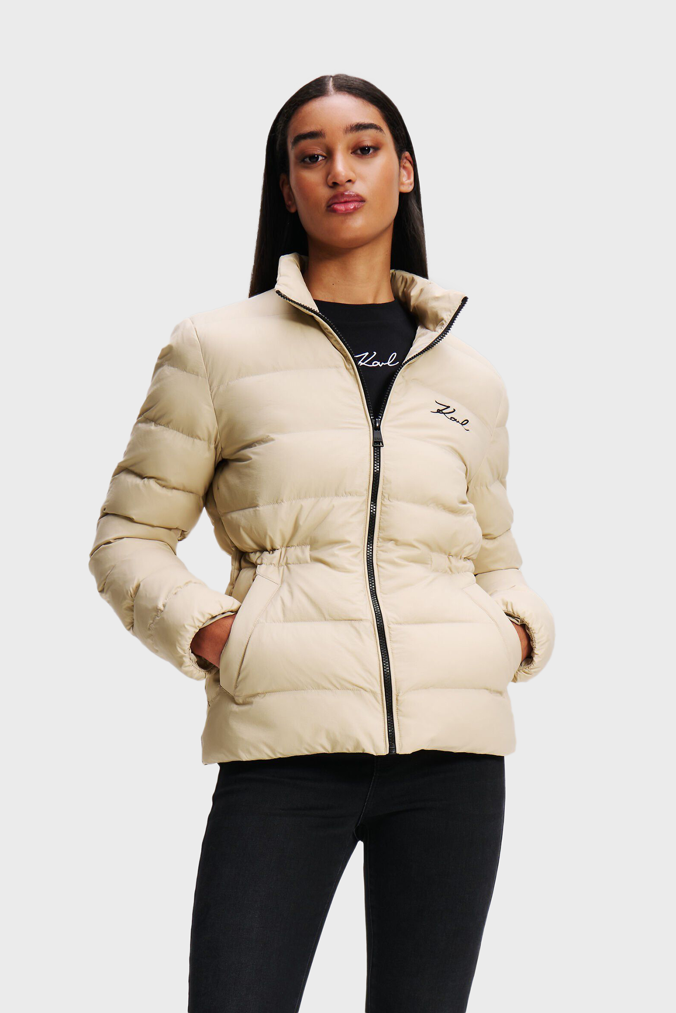 Женская бежевая куртка LIGHTWEIGHT PUFFER JACKET 1