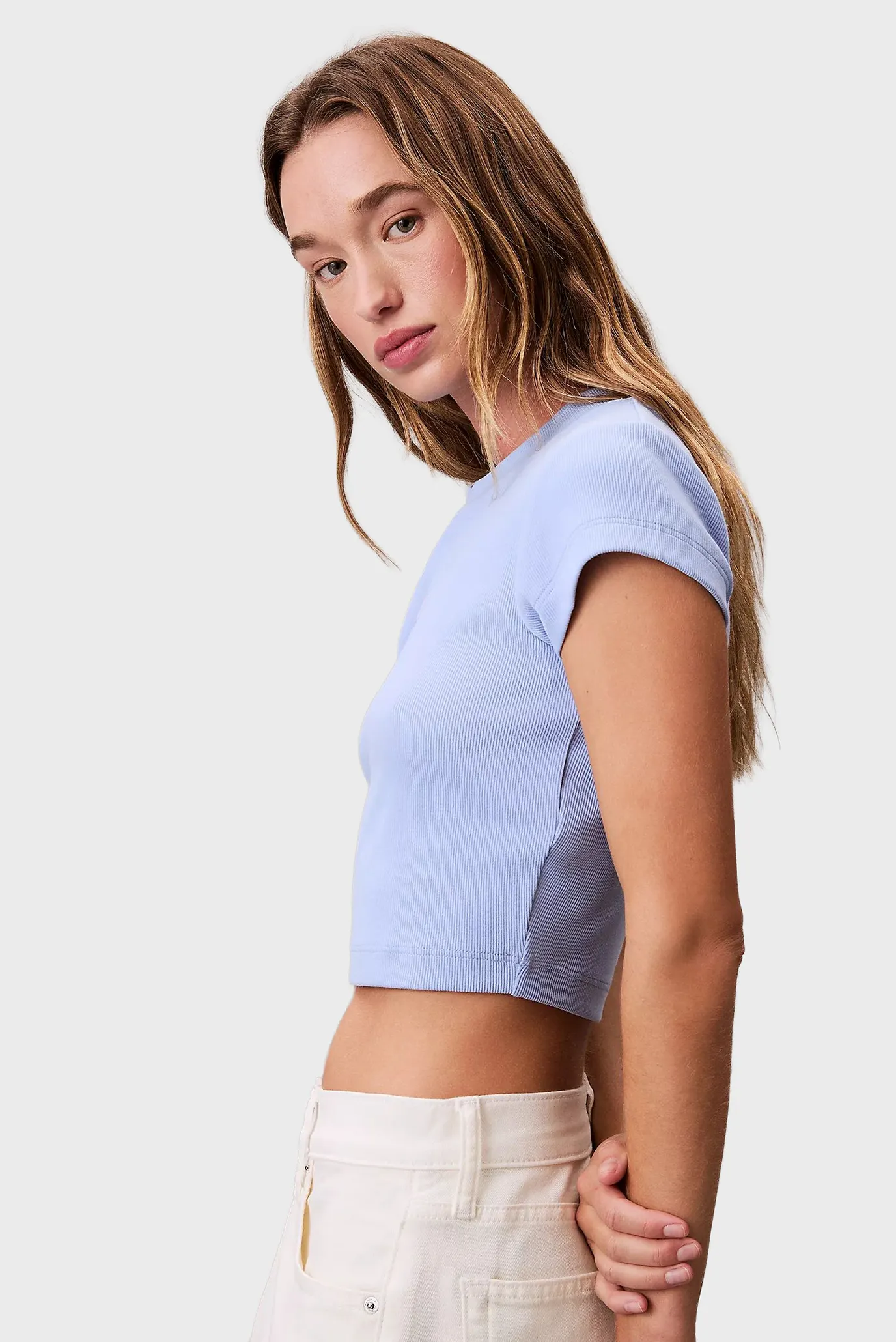 Жіночий блакитний топ A- MONOGRAM BABY 4