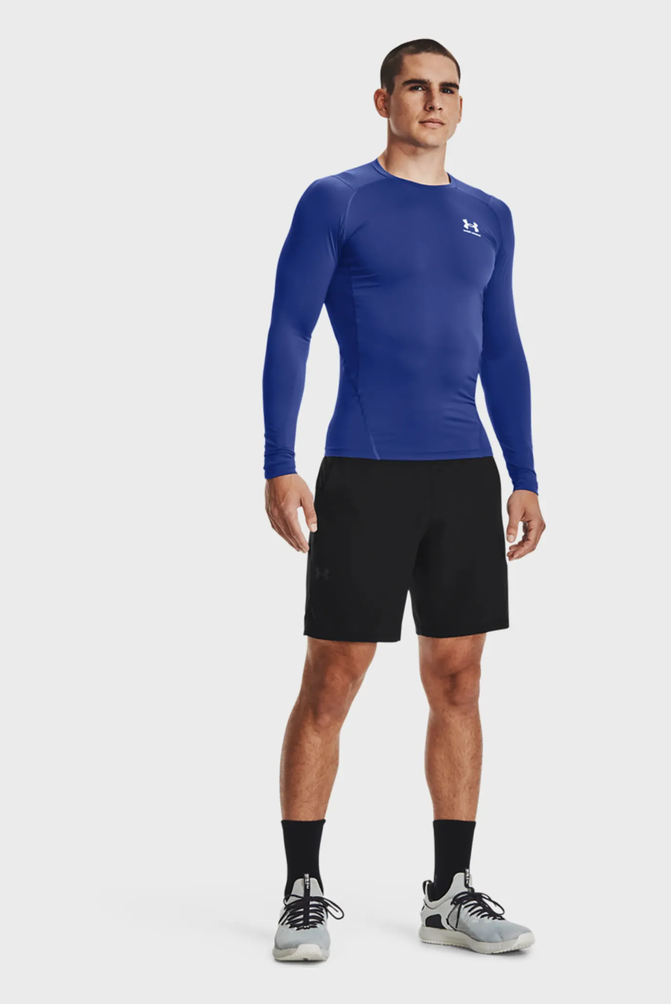 Чоловічий синій лонгслів UA HG Armour Comp LS 4