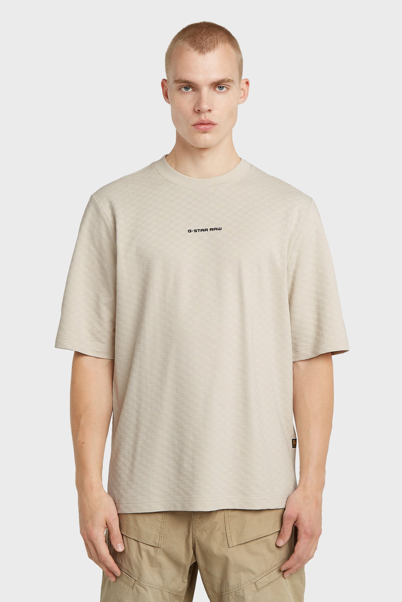 Мужская бежевая футболка Checquard Бежевый XL G-Star RAW D26032,D965 Мужская бежевая футболка Checquard Бежевый XL G-Star RAW D26032,D965
