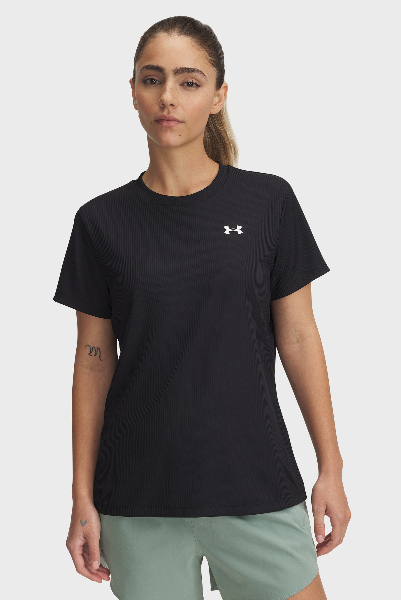 Женская черная футболка Tech Rib SSC Черный XS Under Armour 1389852-001 Женская черная футболка Tech Rib SSC Черный XS Under Armour 1389852-001