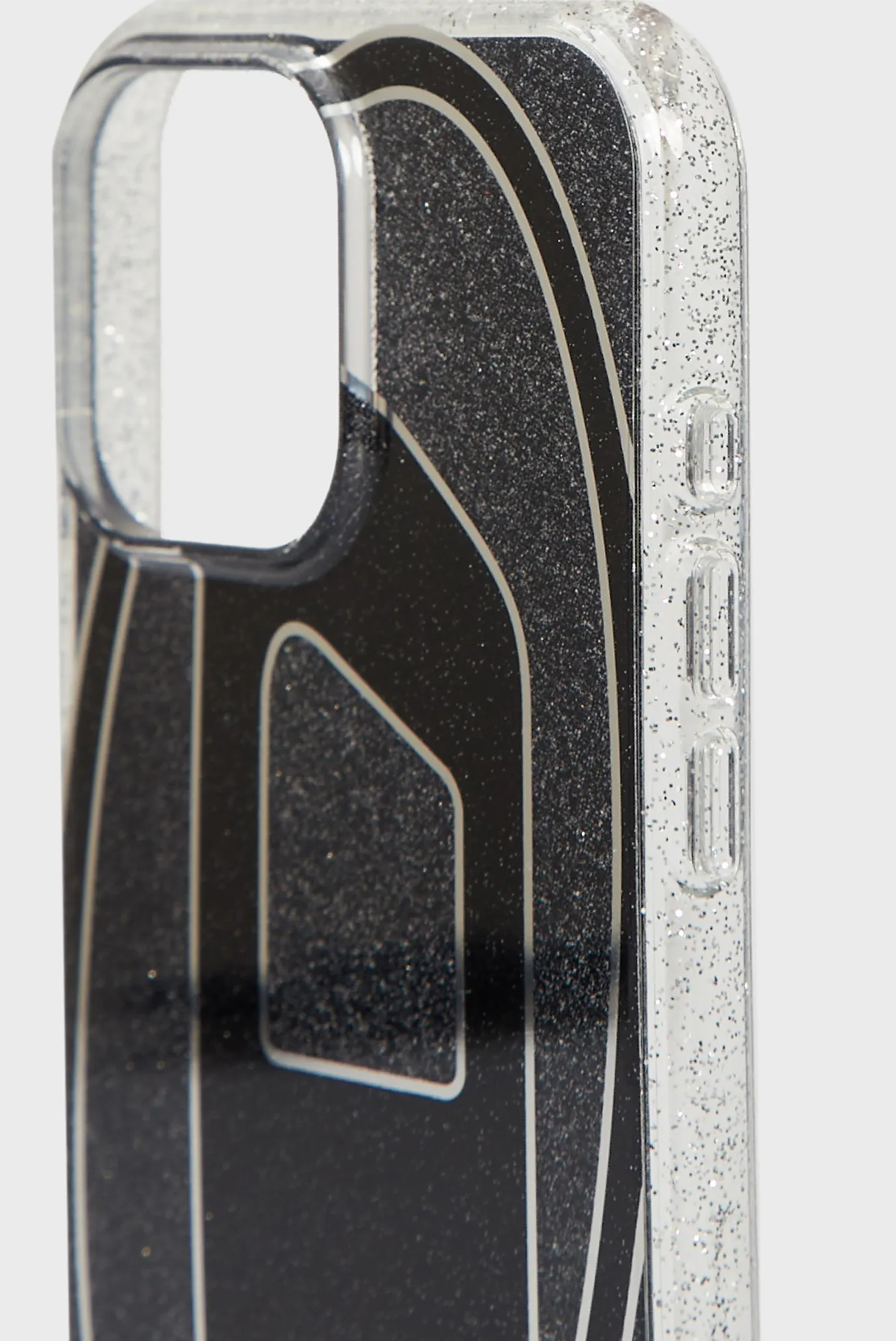 Черный чехол для телефона Diesel Oval D Glitter Case FW24 for iPhone 16 Pro Max 2