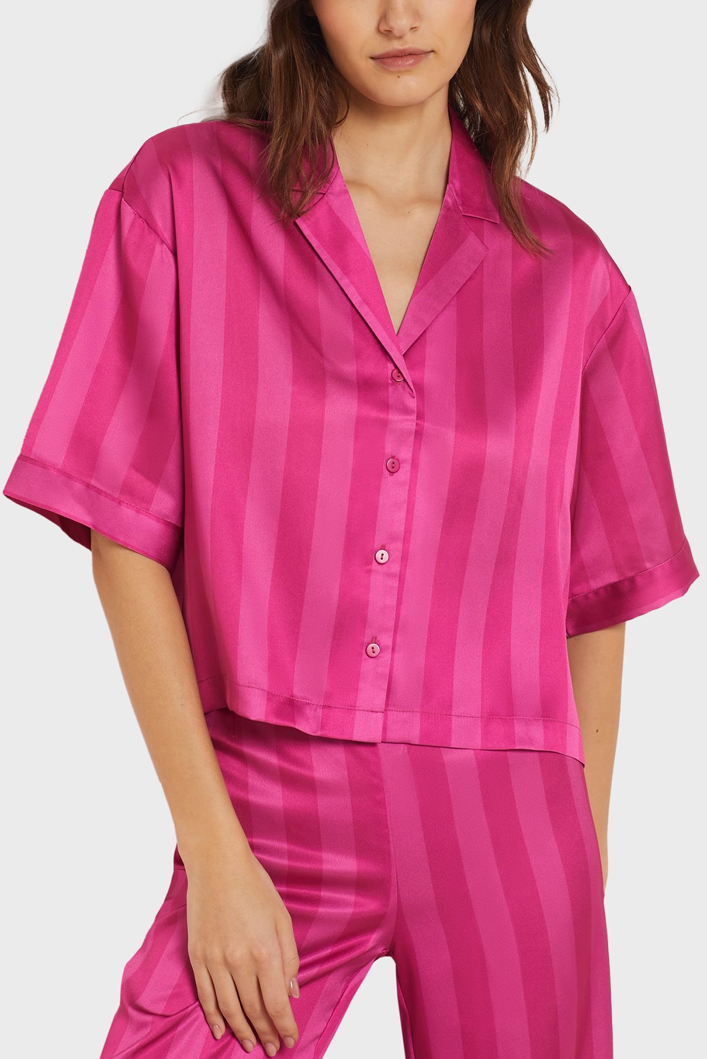 Женская розовая рубашка в полоску REIGA 1