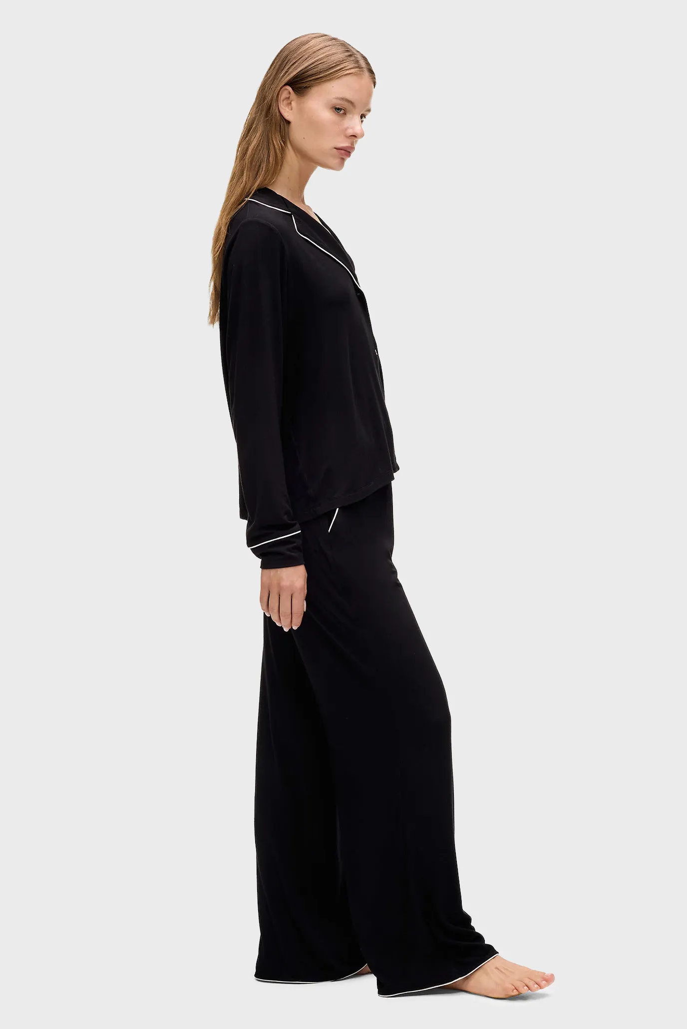 Жіноча чорна піжама (сорочка, брюки) jersey 4