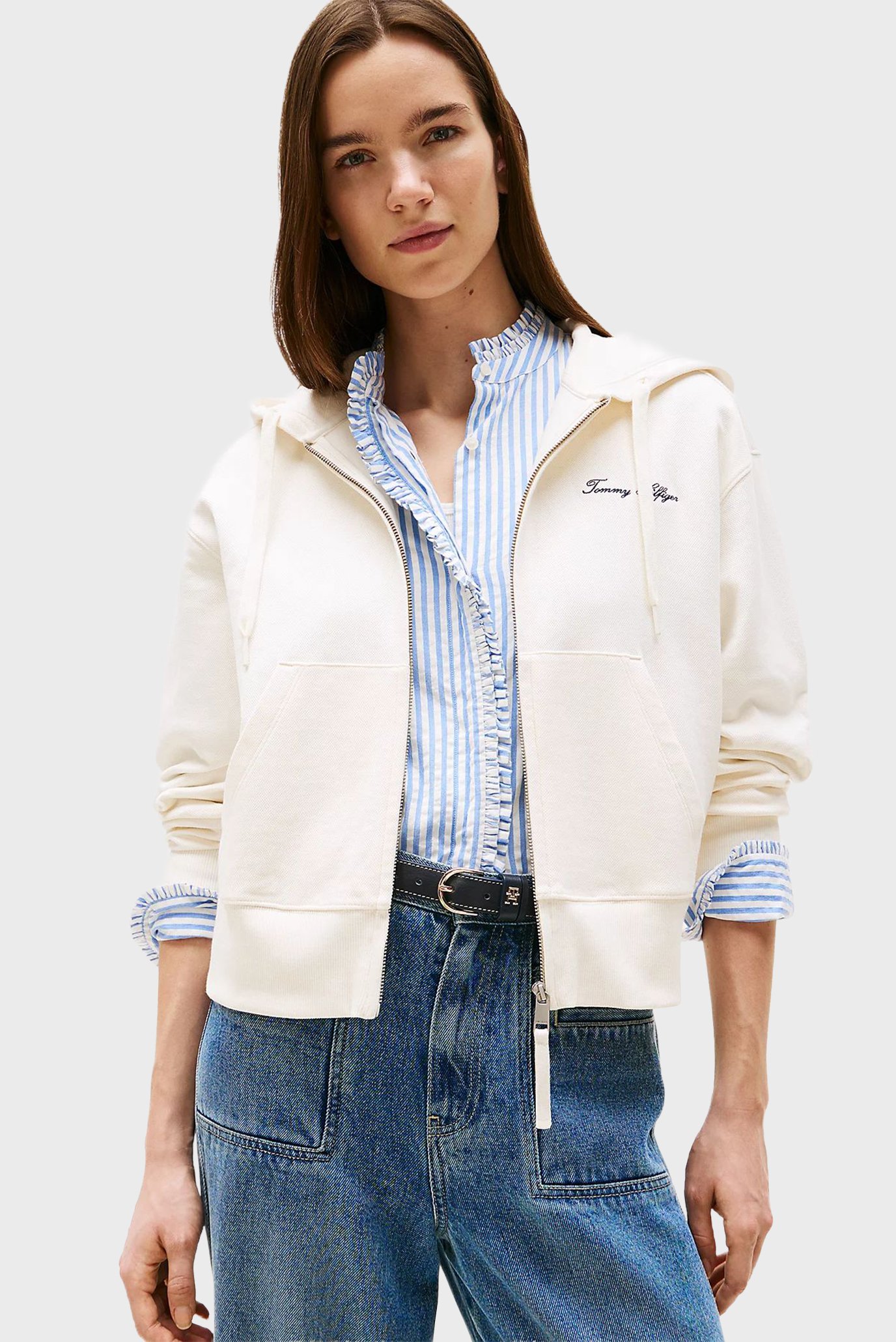 Женское белое худи Белый L Tommy Hilfiger WW0WW45742 Женское белое худи Белый L Tommy Hilfiger WW0WW45742