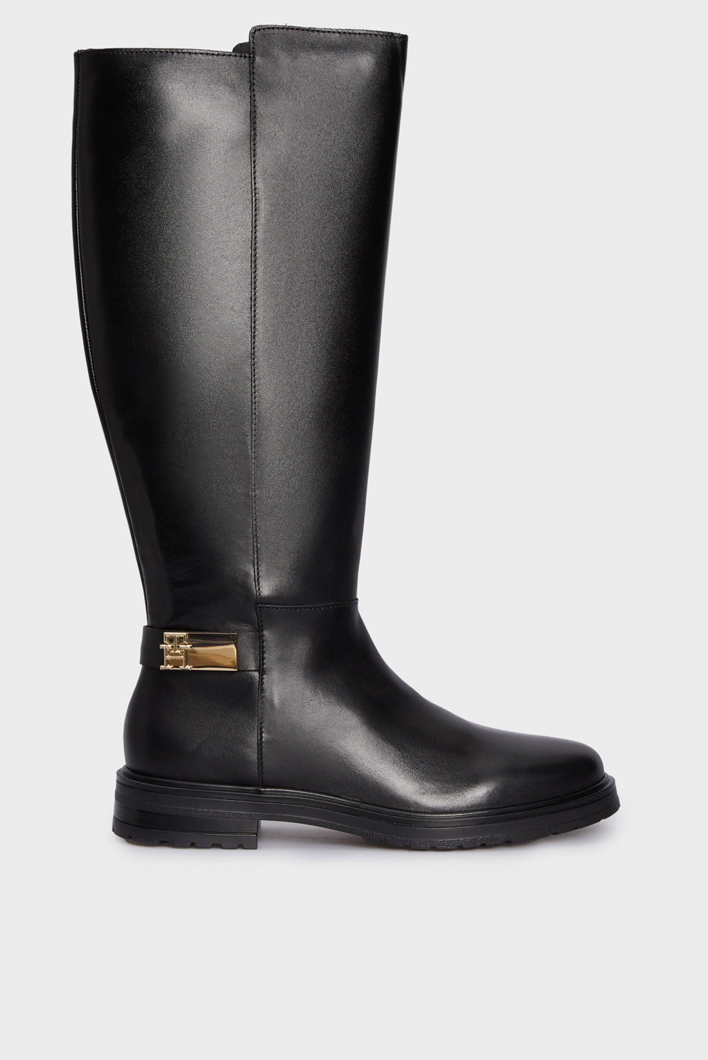 Женские черные кожаные сапоги TH LOGO LEATHER LONG BOOT 1