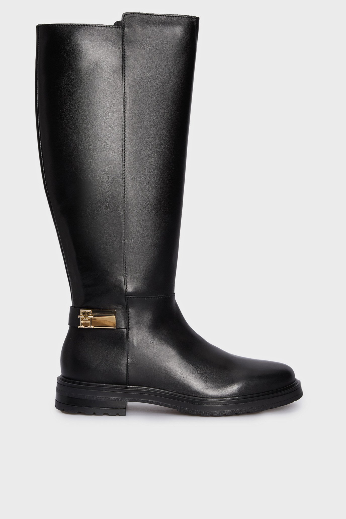 Жіночі чорні шкіряні чоботи TH LOGO LEATHER LONG BOOT 1