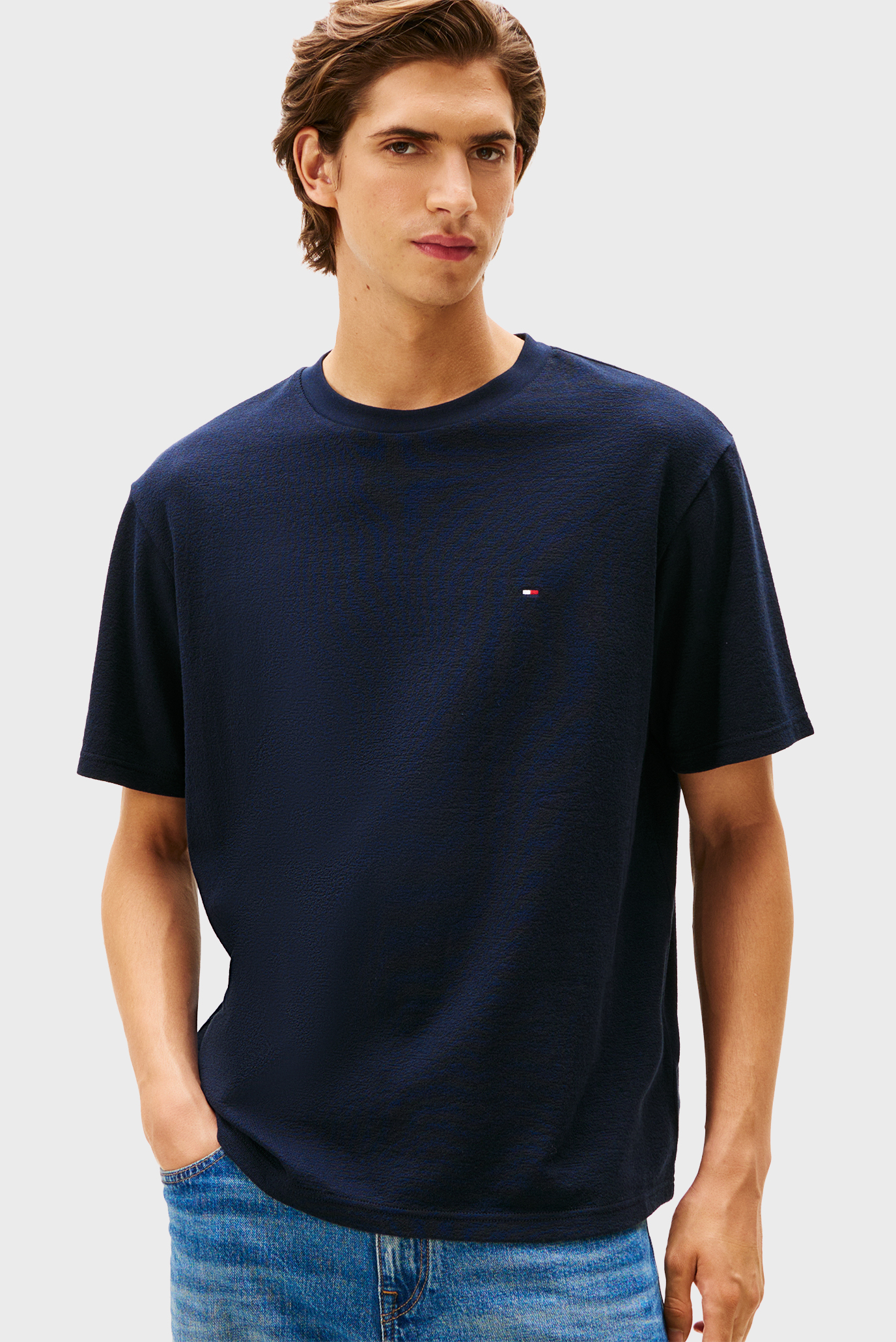 Мужская темно-синяя футболка CREPE Синий M Tommy Hilfiger MW0MW40017