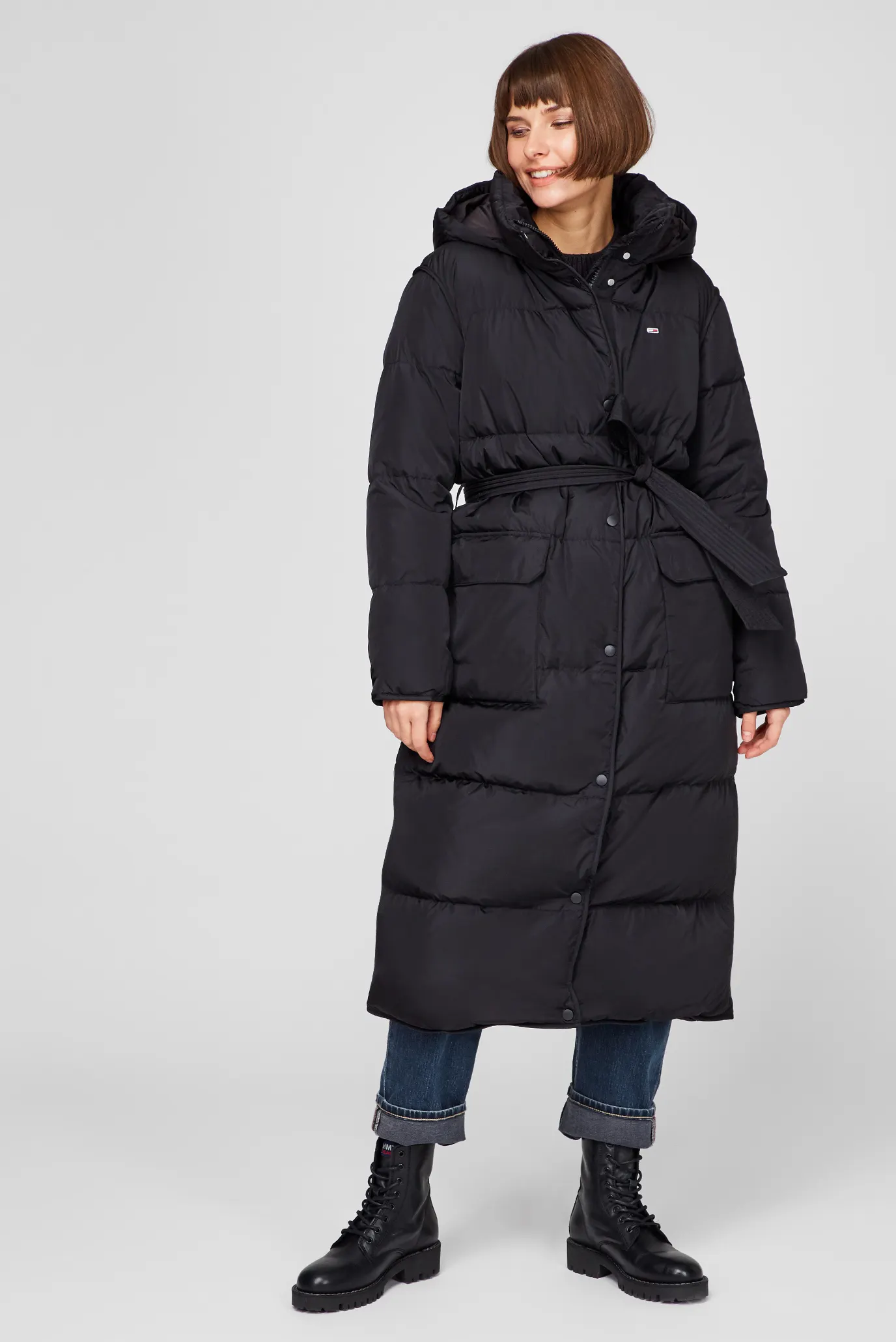 Женский черный пуховик TJW LONGLINE BELTED Tommy Jeans DW0DW11115 — MD