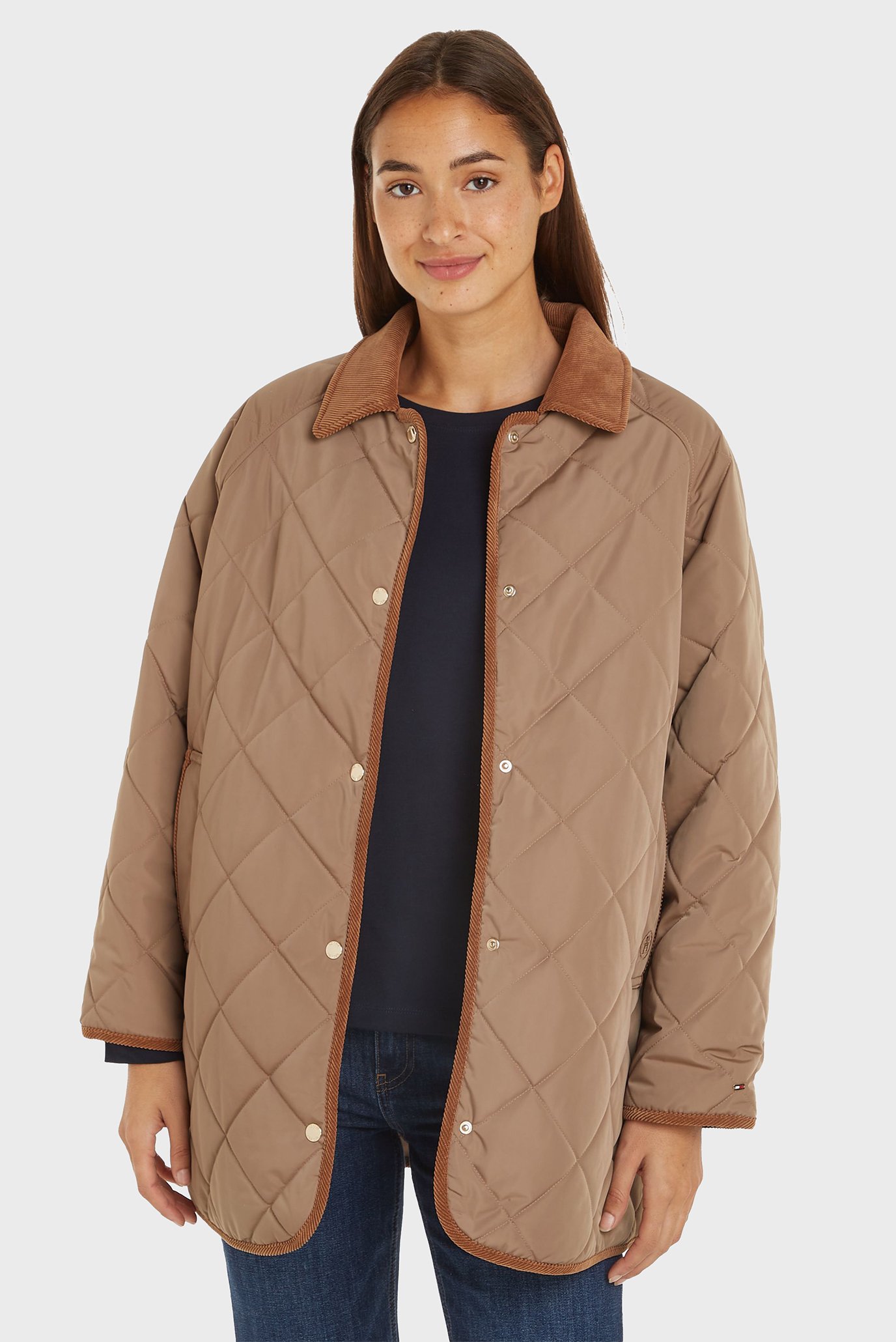 Женская коричневая двустороння куртка MD LW QUILTED REVERSIBLE COAT Коричневый XS-S Tommy Hilfiger WW0WW42345 Женская коричневая двустороння куртка MD LW QUILTED REVERSIBLE COAT Коричневый XS-S Tommy Hilfiger WW0WW42345