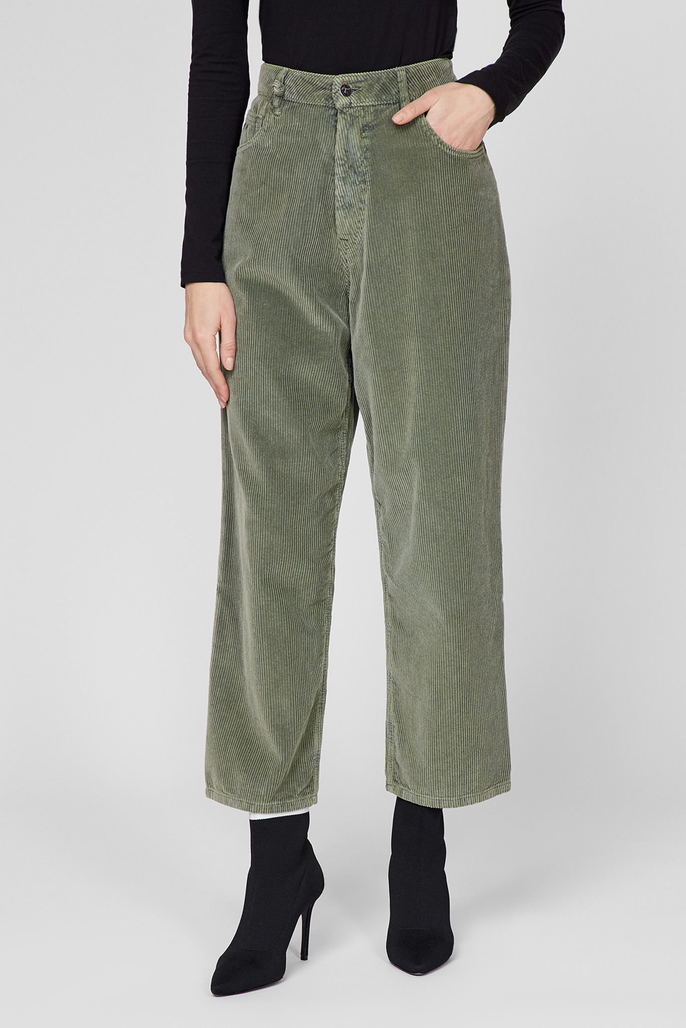 Жіночі зелені вельветові брюки 1