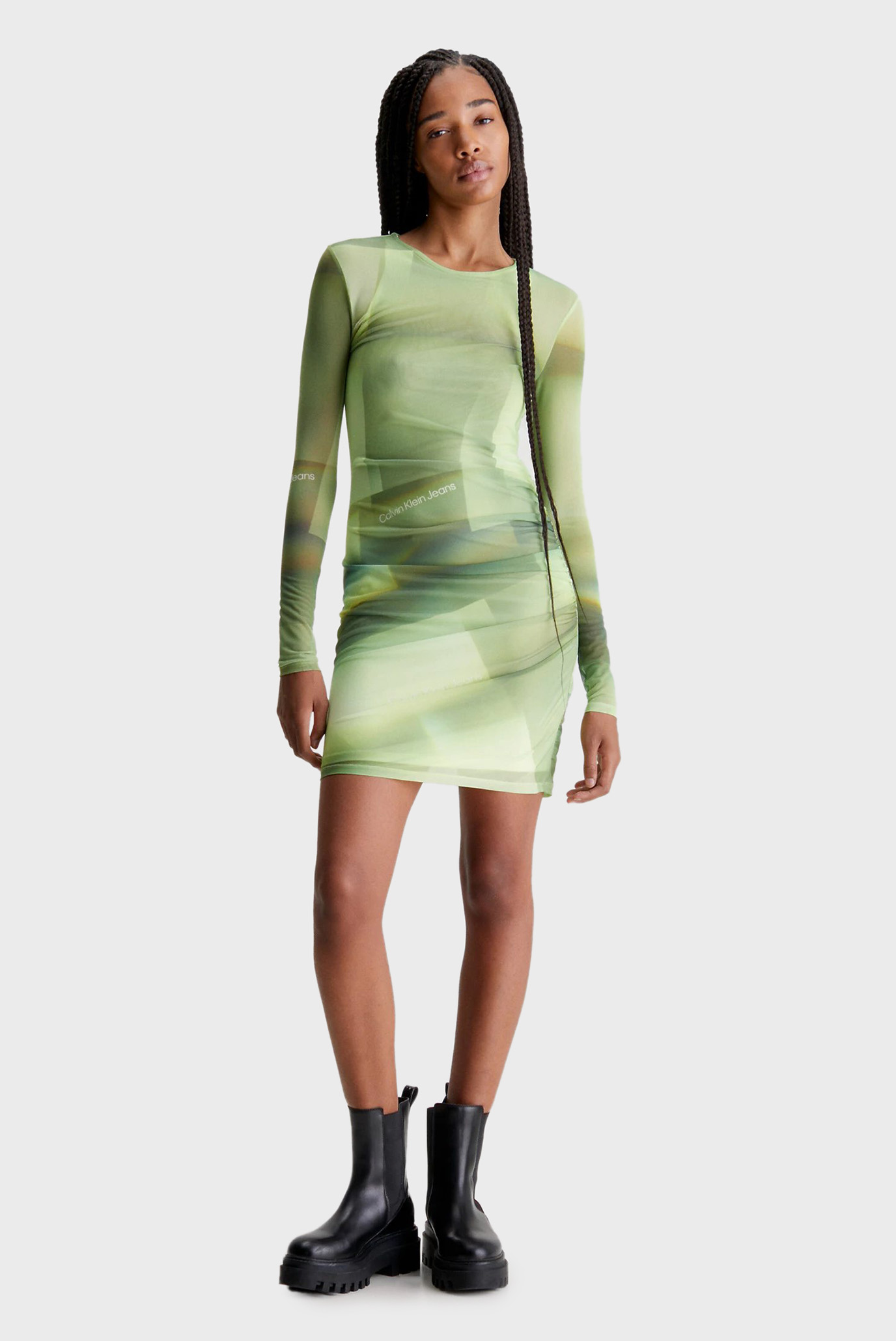 Женское зеленое платье ILLUMINATED AOP MESH 1