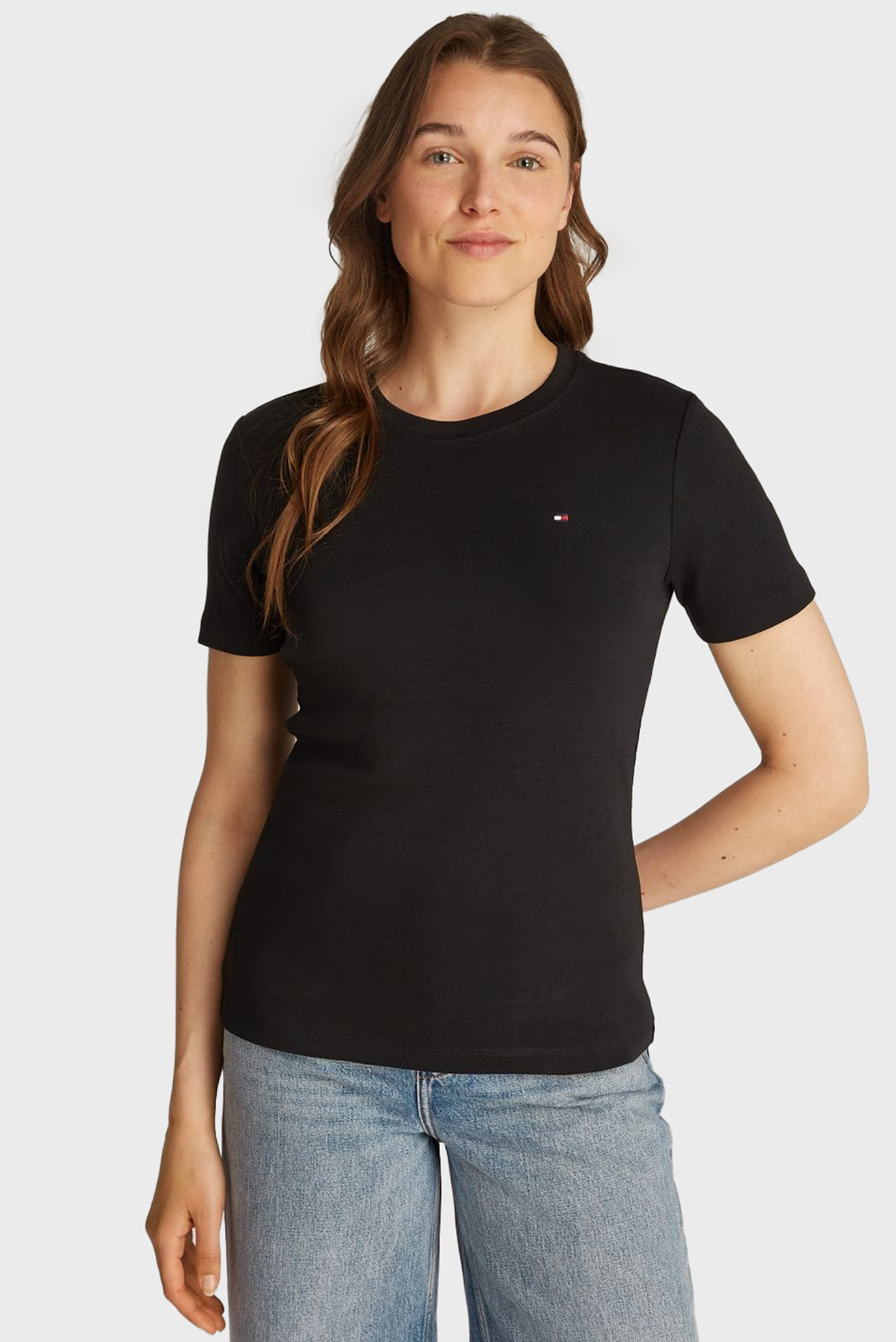 Женская черная футболка SLIM CODY C-NK SS 1