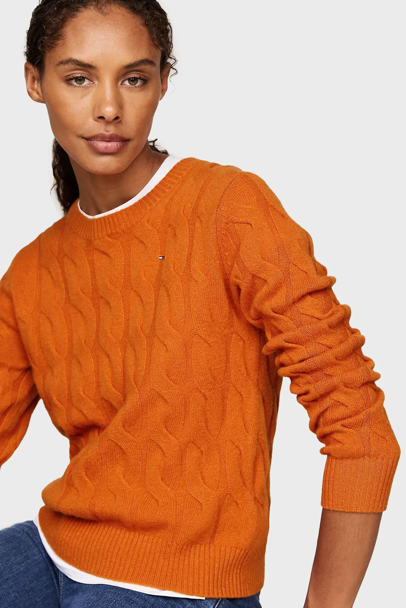 Женский оранжевый шерстяной джемпер SOFT WOOL CABLE C-NK LS SWT 4