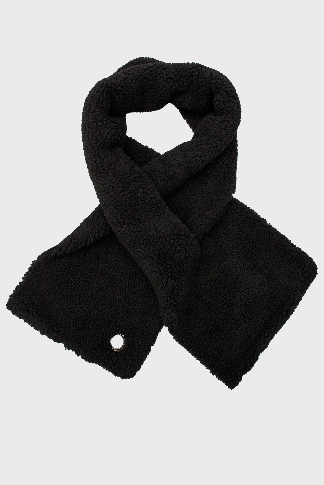Мужской черный шарф Raw teddy scarf 1