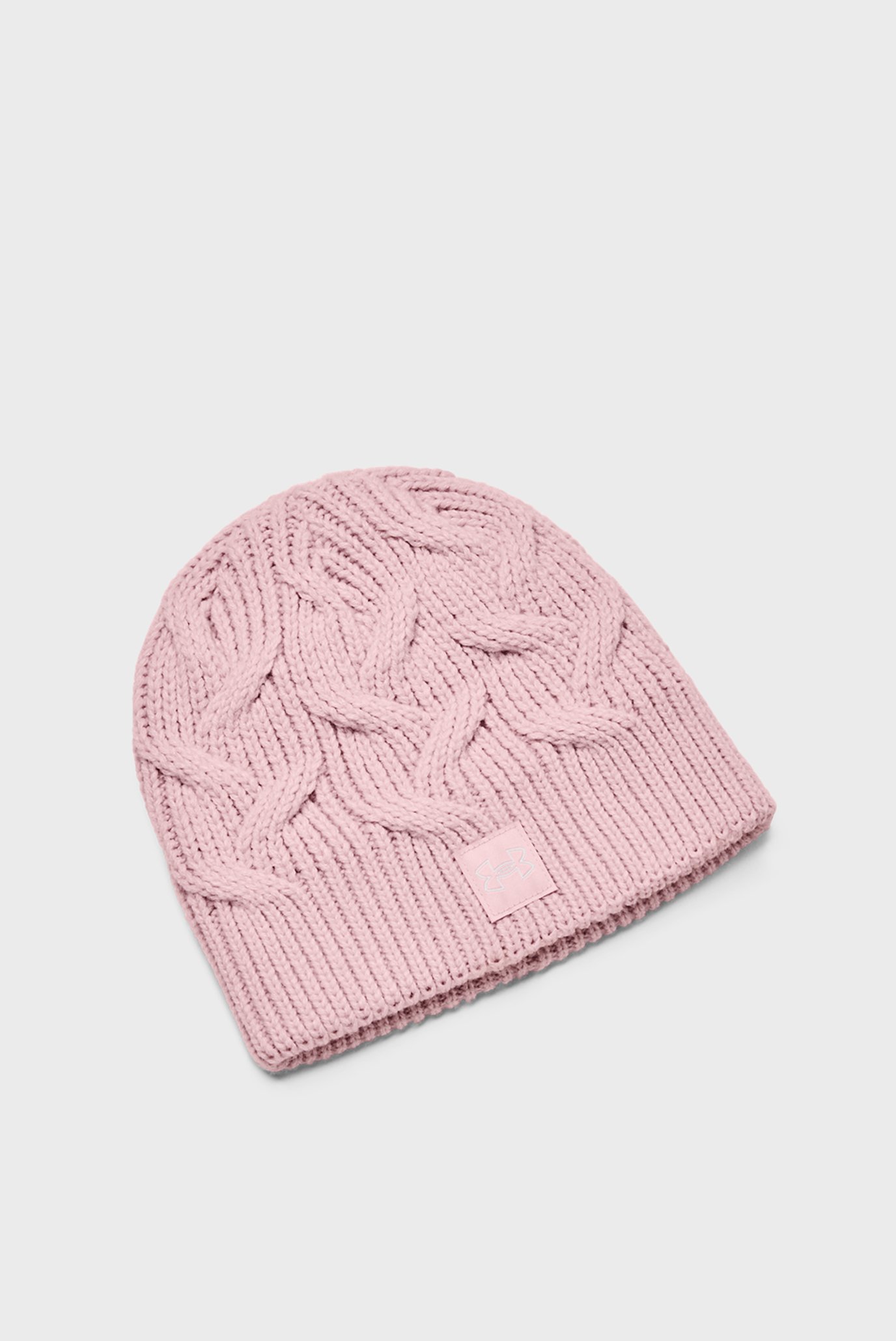 Женская розовая шапка UA Halftime Cable Knit 1