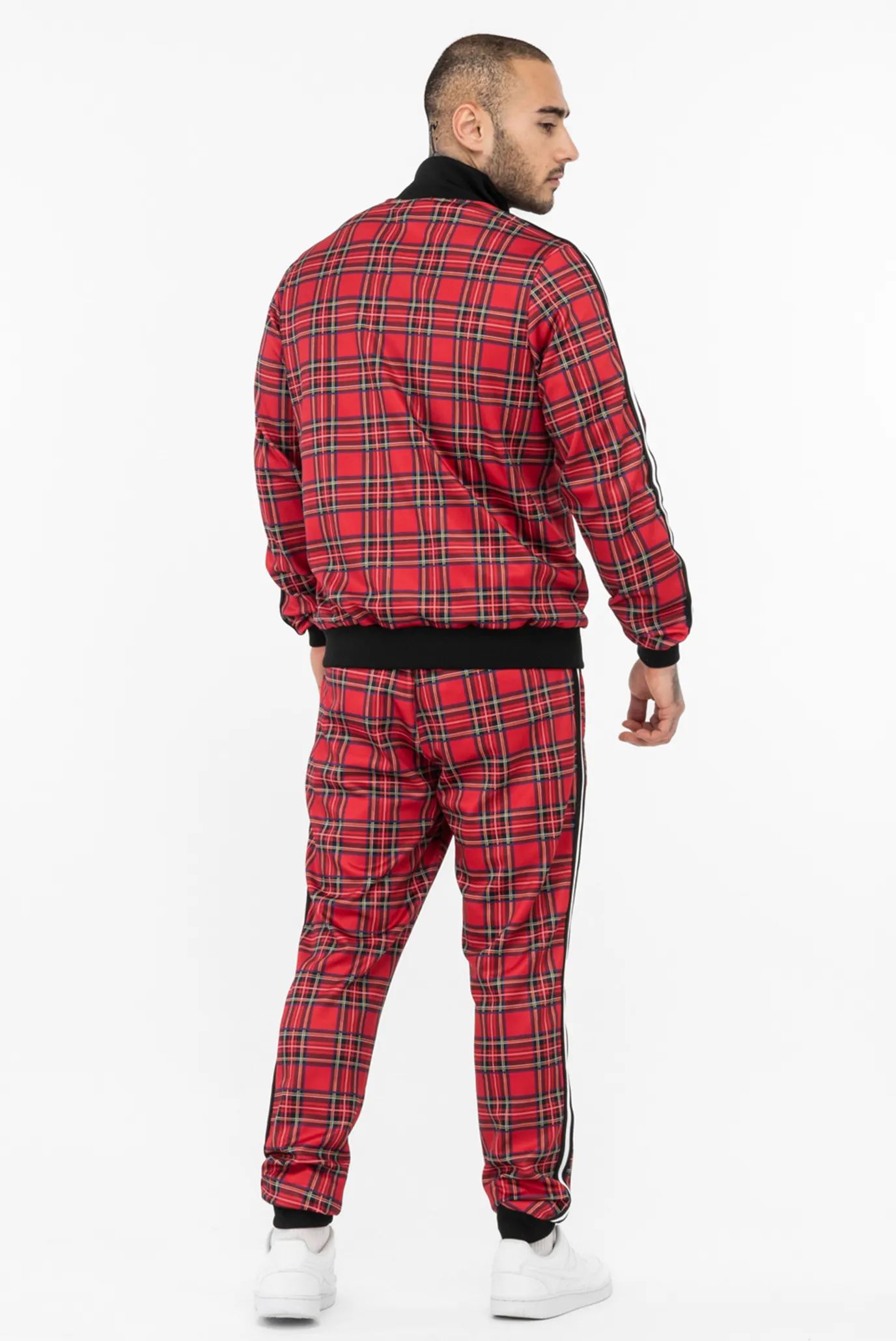 Чоловічий червоний картатий спортивний костюм (кофта, штани) 2