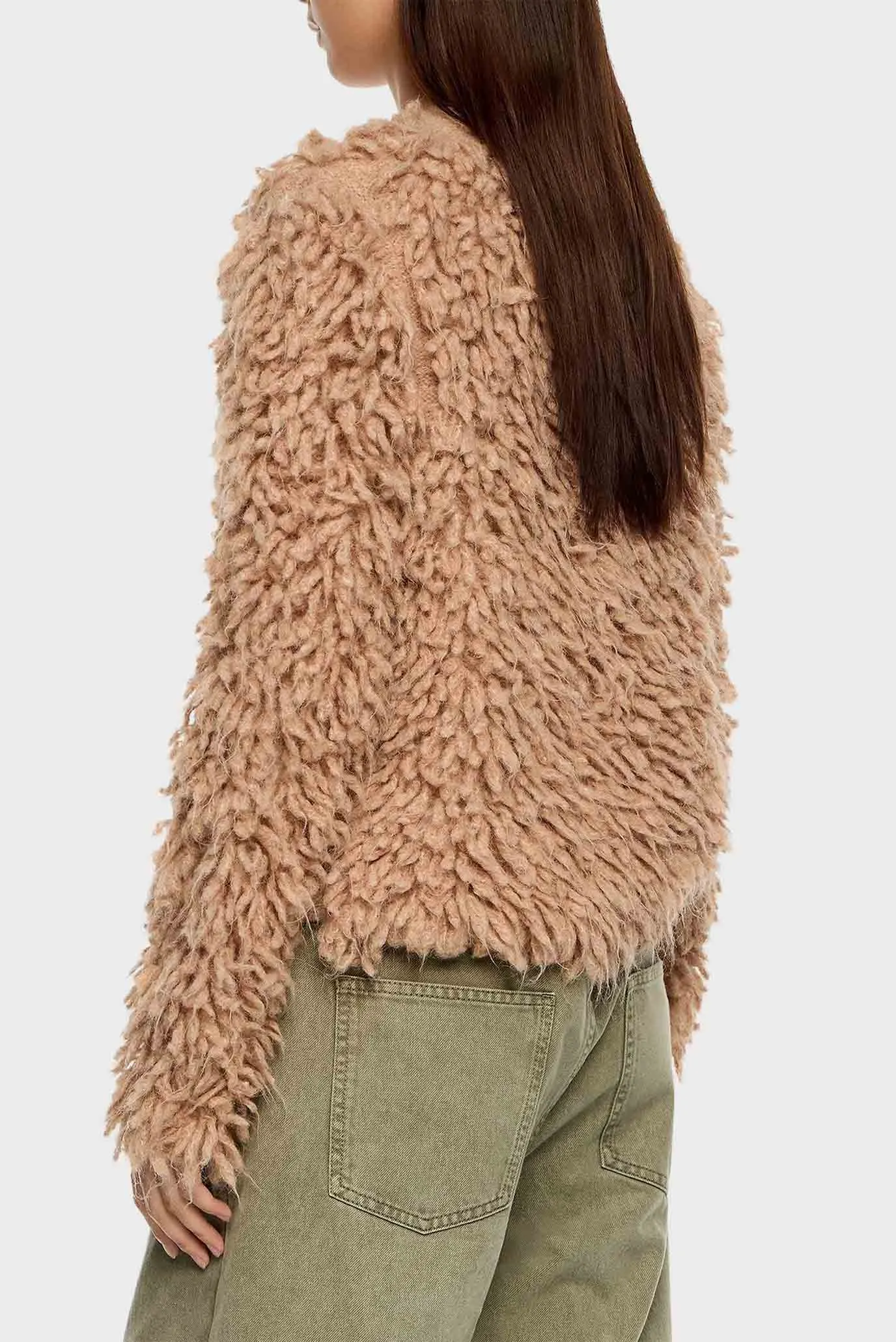 Женский бежевый шерстяной кардиган 3