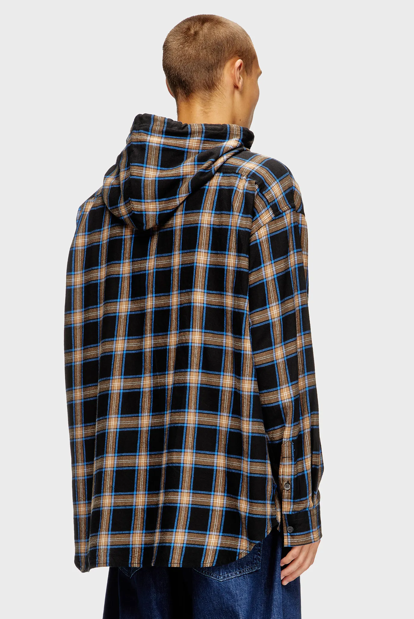 Мужское черное худи в клетку S-DEWNY-HOOD-AJFI 3