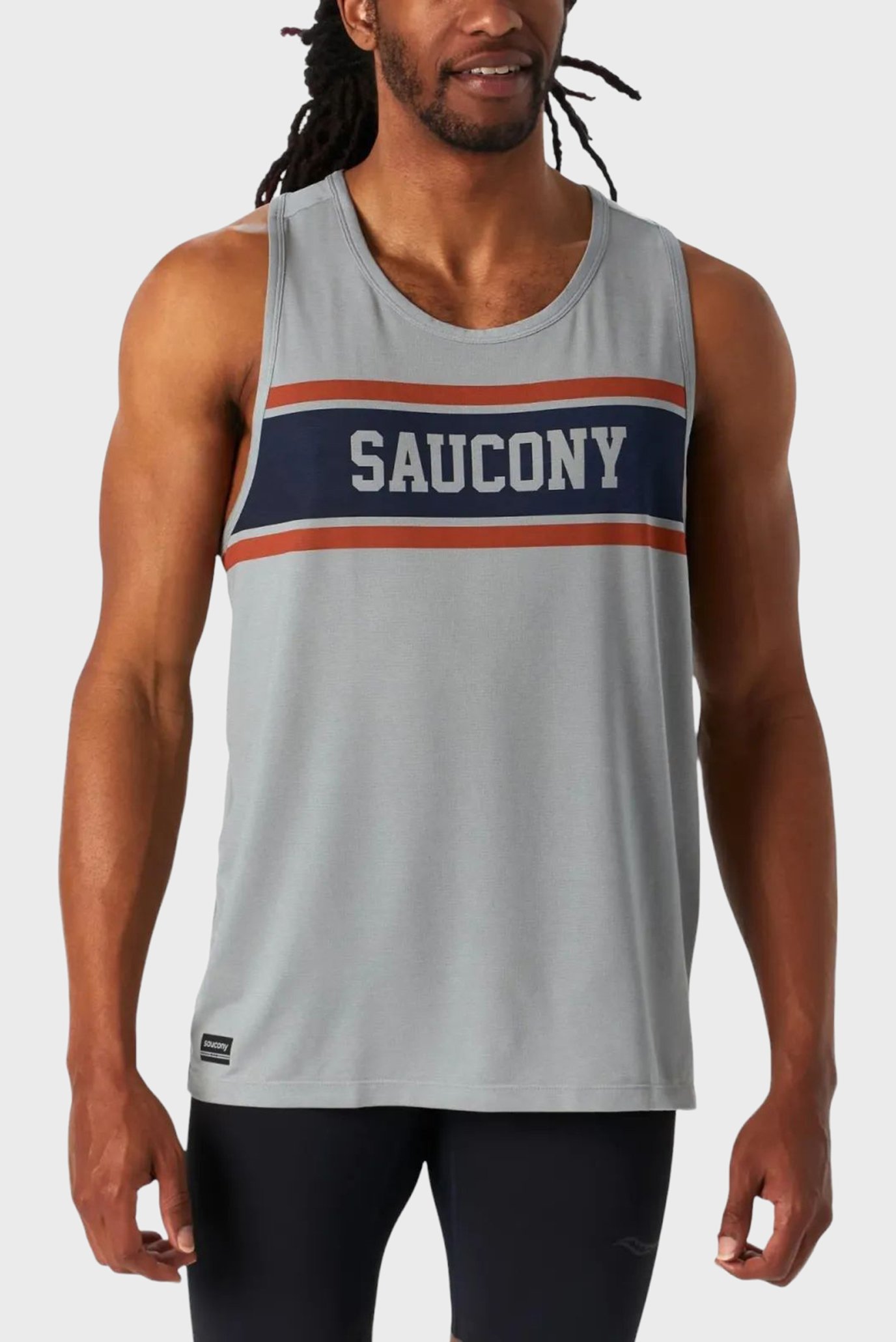 Мужская серая майка STOPWATCH GRAPHIC SINGLET Серый S Saucony SAM800376-LGHS5 Мужская серая майка STOPWATCH GRAPHIC SINGLET Серый S Saucony SAM800376-LGHS5