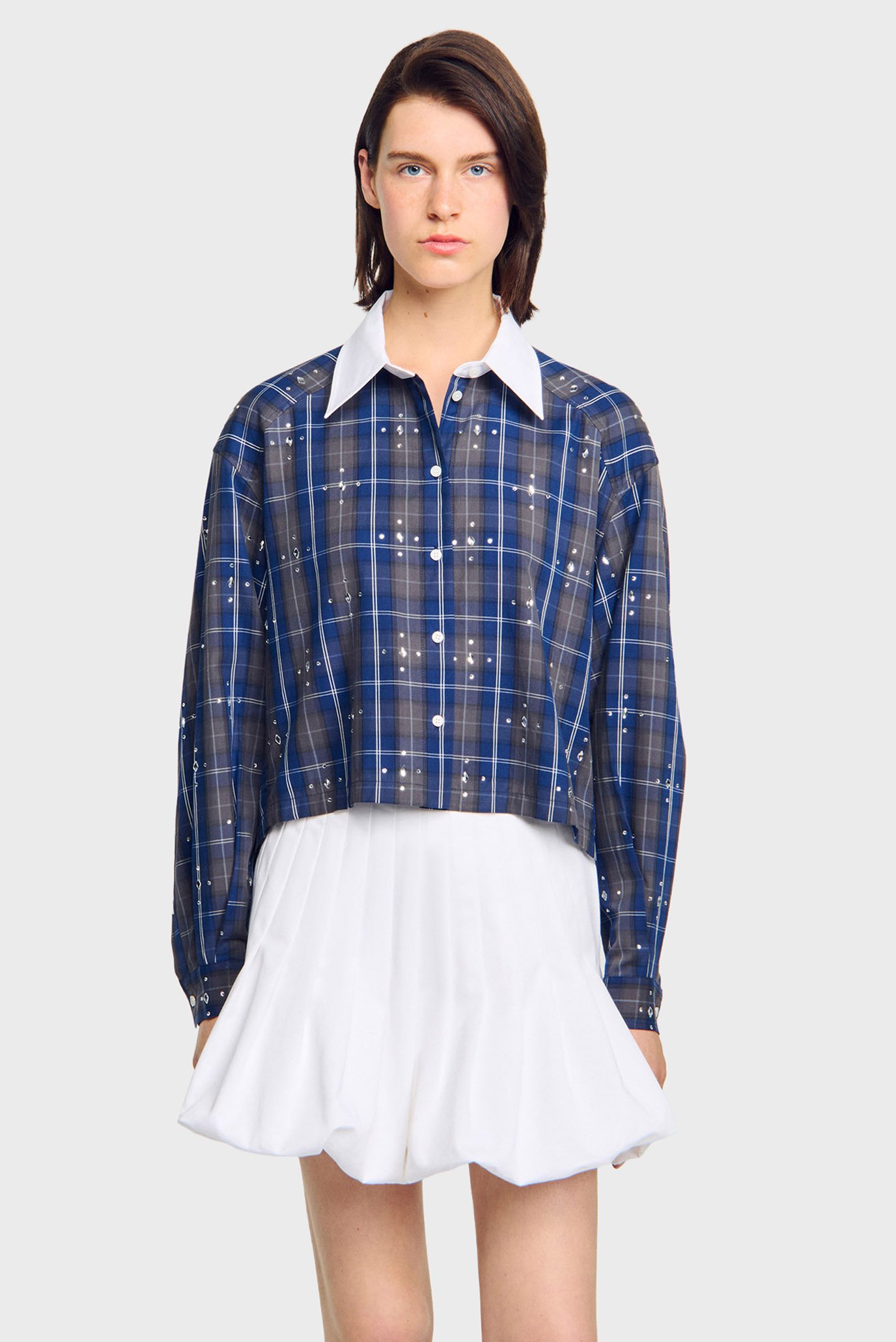 Женская рубашка в клетку Разноцветный M Sandro SFPCM01478_Blue Женская рубашка в клетку Разноцветный M Sandro SFPCM01478_Blue