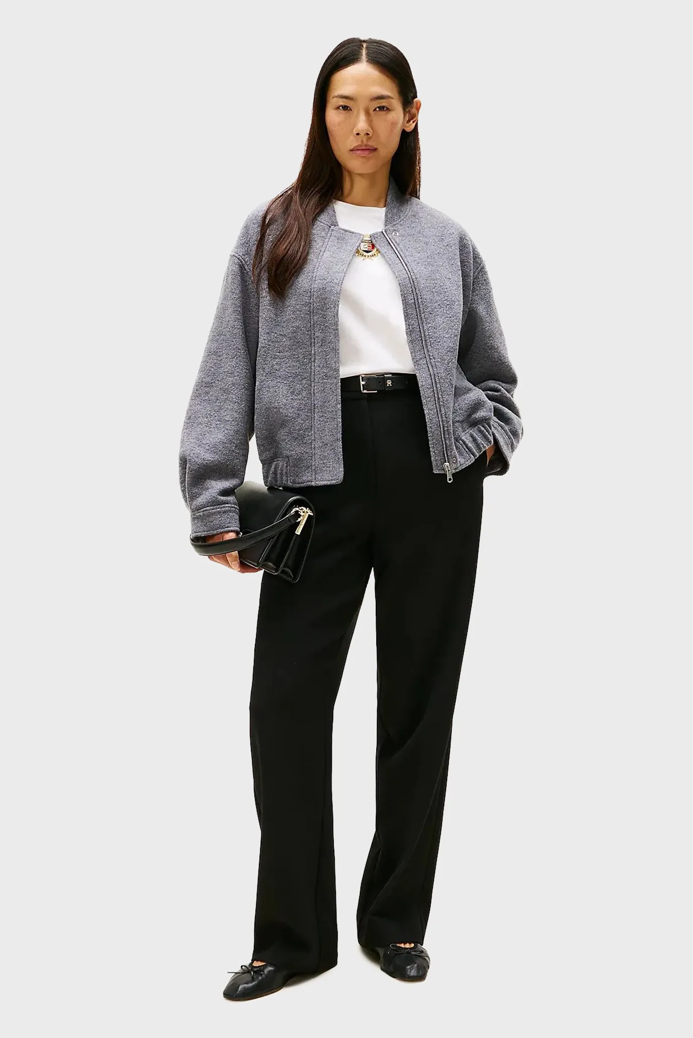 Жіночий сірий вовняний бомбер WOOL TEXTURE 2