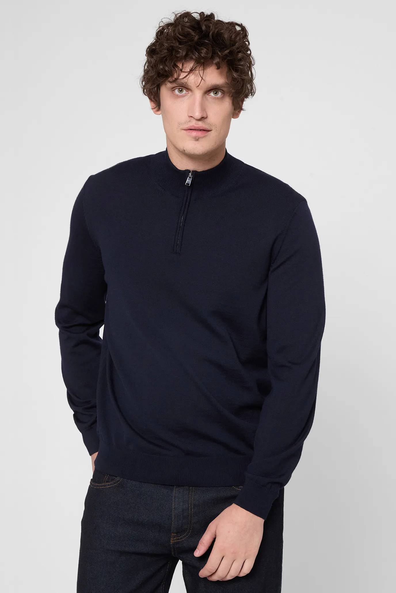 Чоловіча темно-синя вовняна кофта 1