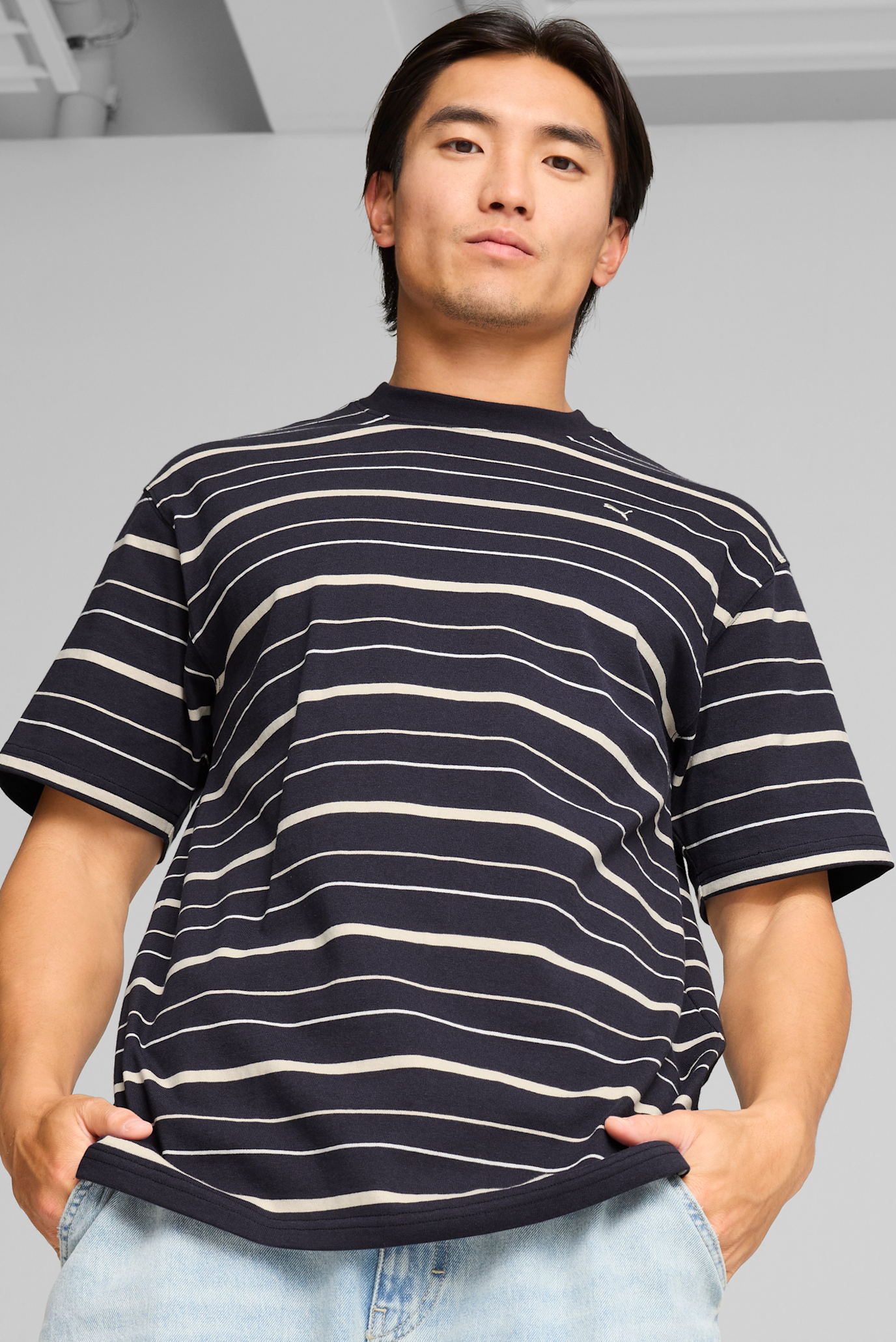 Чоловіча темно-синя футболка у смужку MMQ Striped Tee Men 1