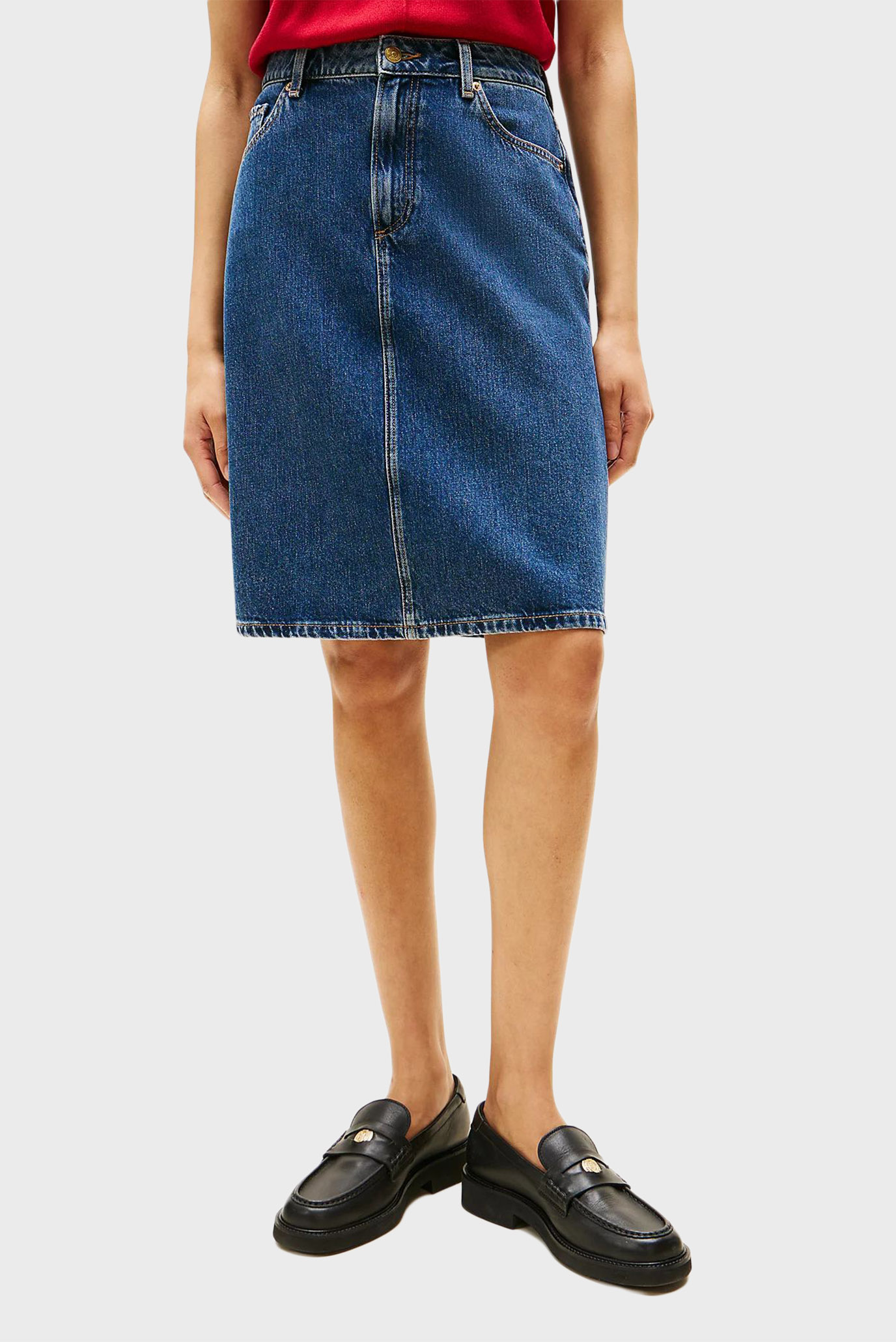 Женская синяя джинсовая юбка DNM DEE STRAIGHT KNEE RW Синий 36 Tommy Hilfiger WW0WW45666 Женская синяя джинсовая юбка DNM DEE STRAIGHT KNEE RW Синий 36 Tommy Hilfiger WW0WW45666