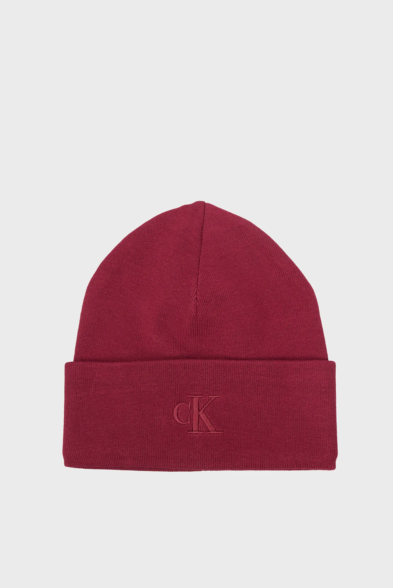 Мужская бордовая шапка FINE RIB BEANIE 1