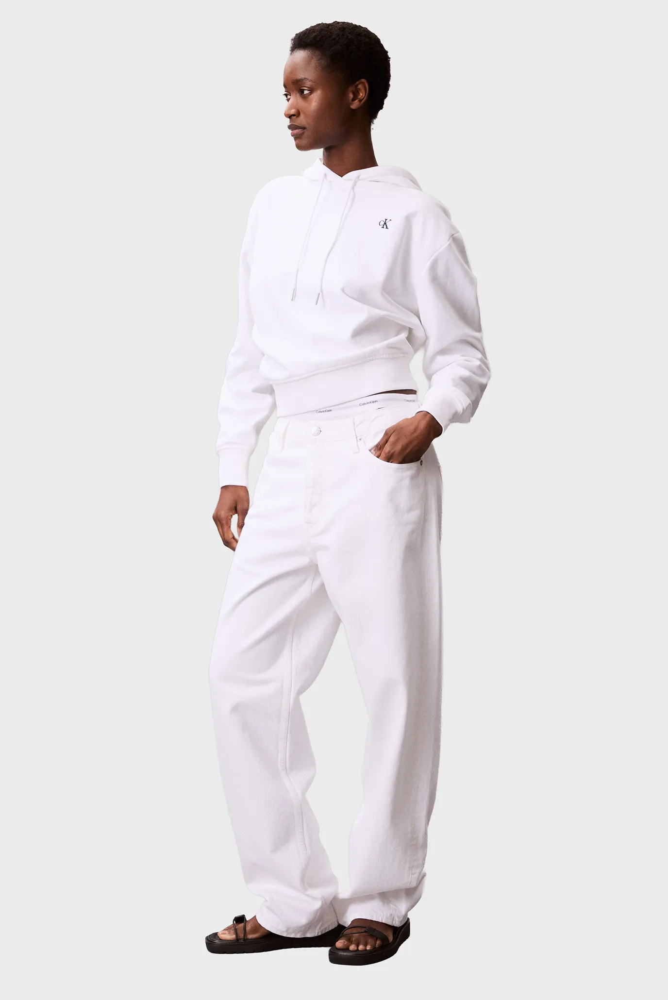 Женское белое худи MONOGRAM TERRY 2