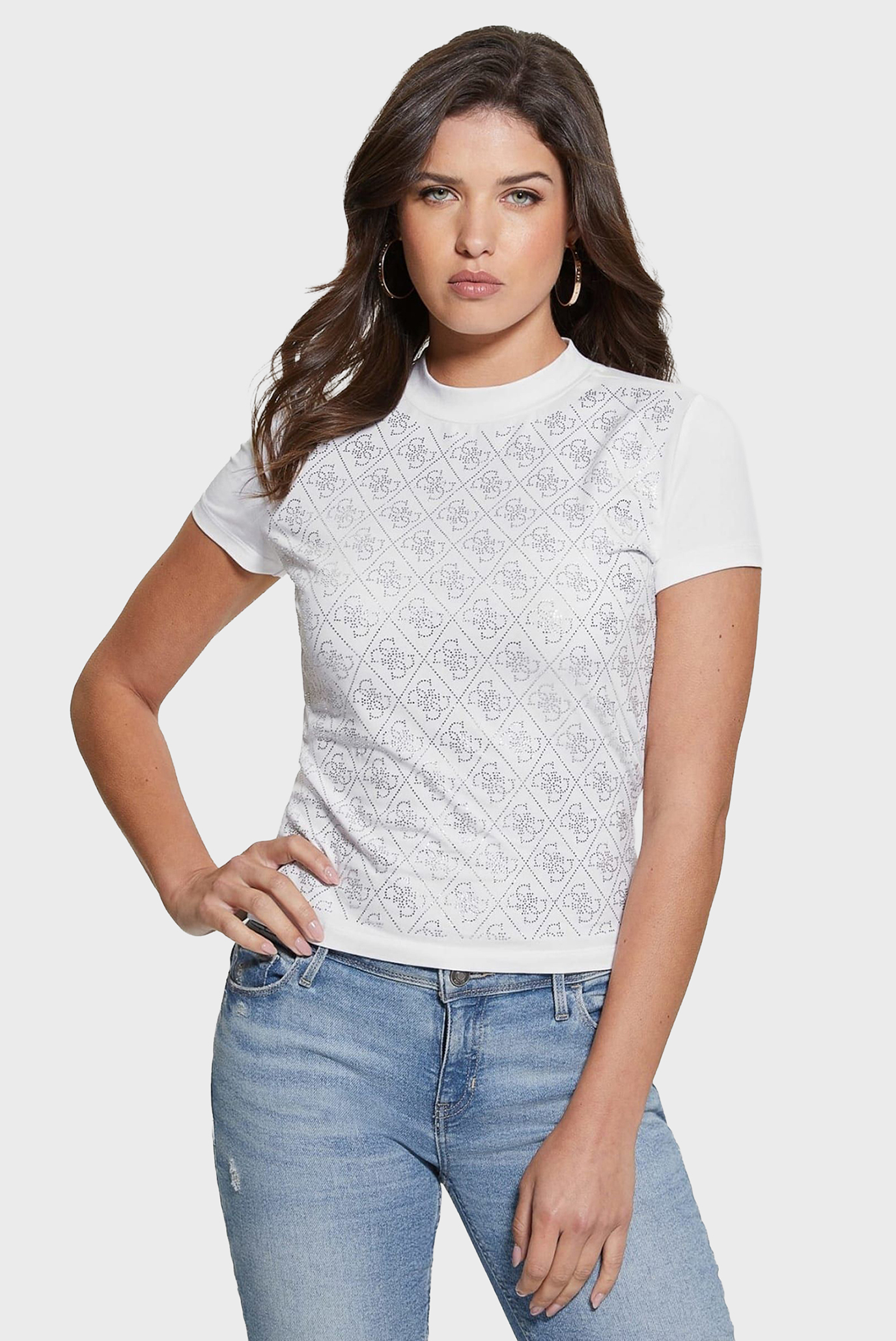 Женская белая футболка с узором Белый L Guess W4BI26.J1314;G011 Женская белая футболка с узором Белый L Guess W4BI26.J1314;G011