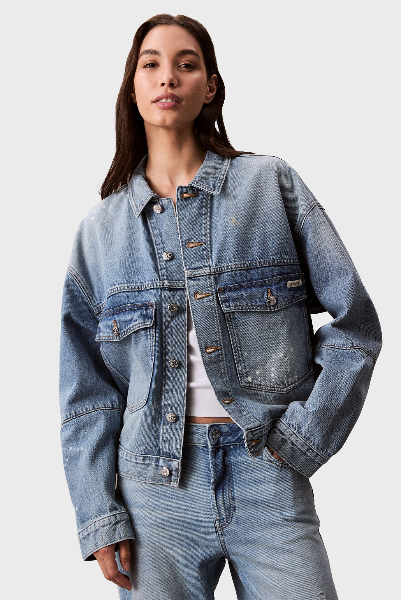 Женская голубая джинсовая куртка RAINY BLUE Голубой M Calvin Klein Jeans LV047C730G Женская голубая джинсовая куртка RAINY BLUE Голубой M Calvin Klein Jeans LV047C730G