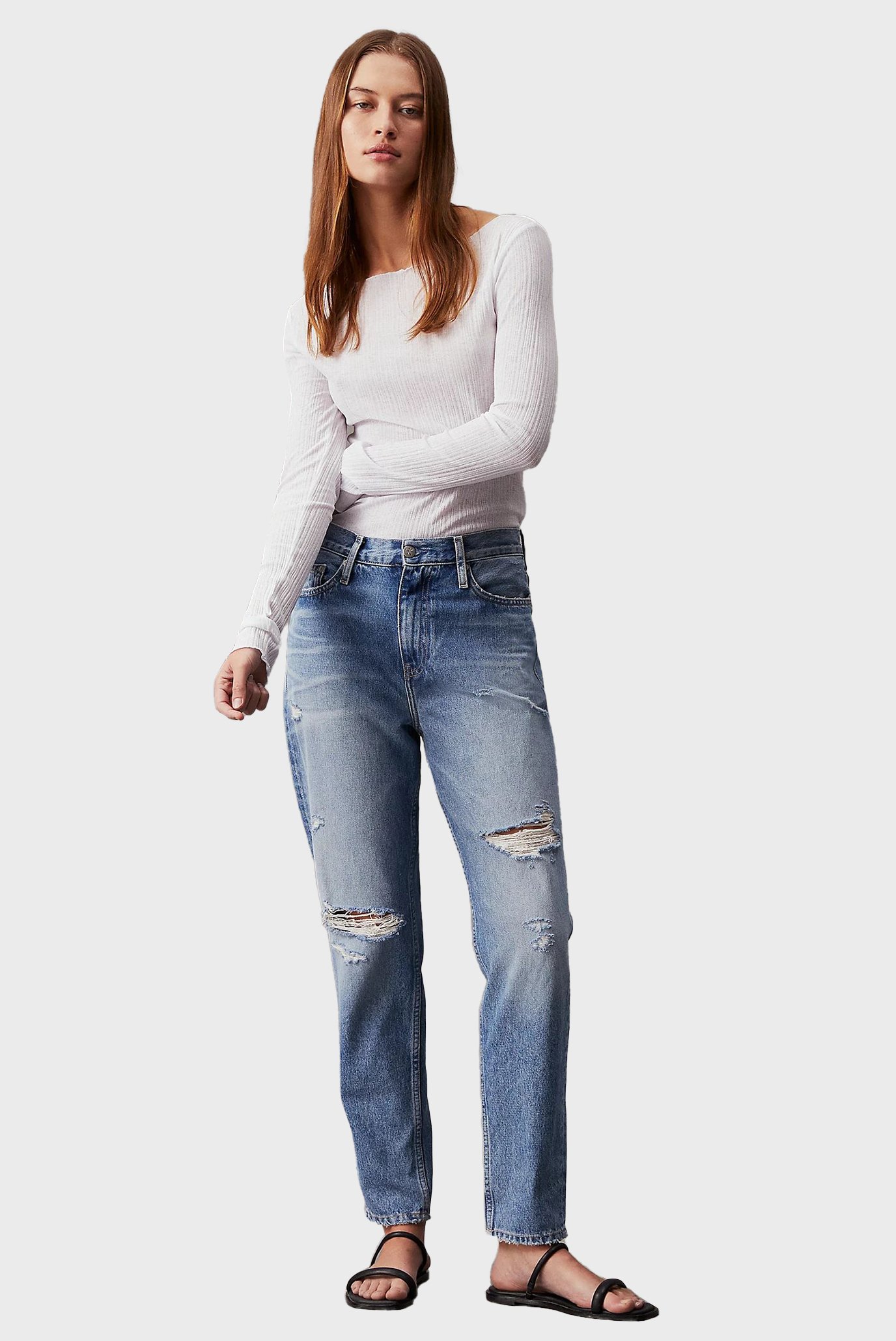 Женские голубые джинсы MOM 1