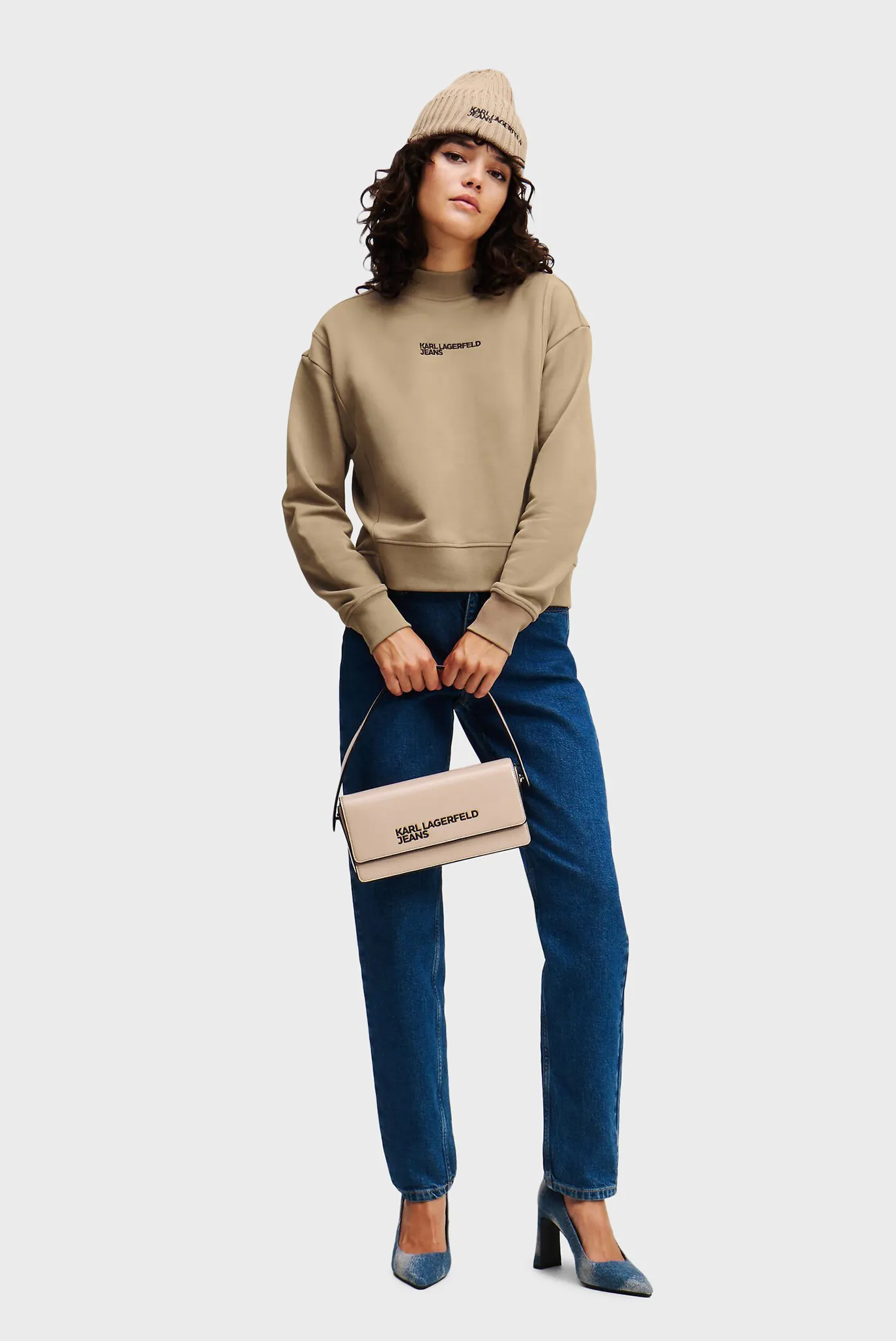 Женский бежевый свитшот KLJ ASYMMETRIC MOCK SWEAT 2