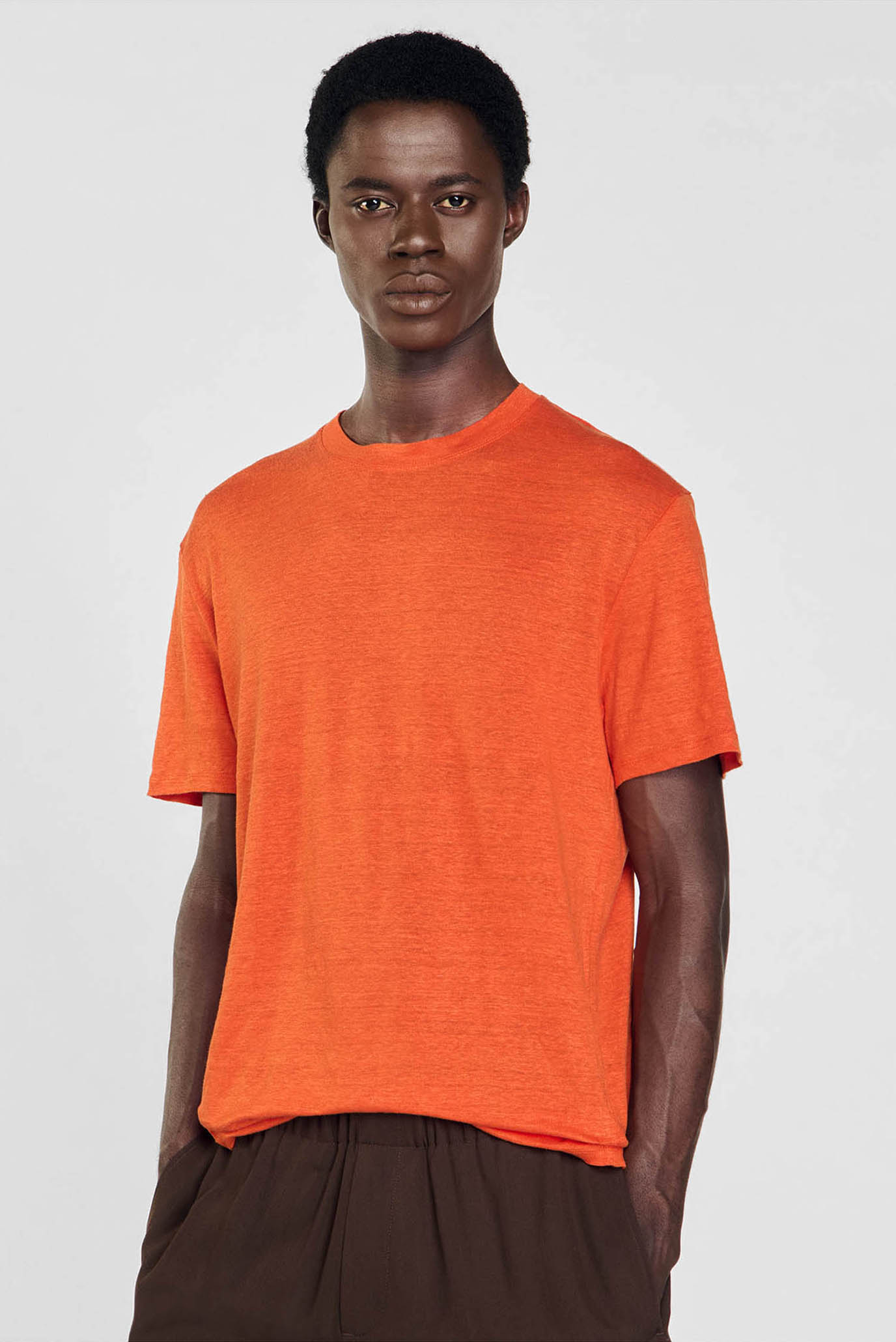 Чоловіча помаранчева лляна футболка 1