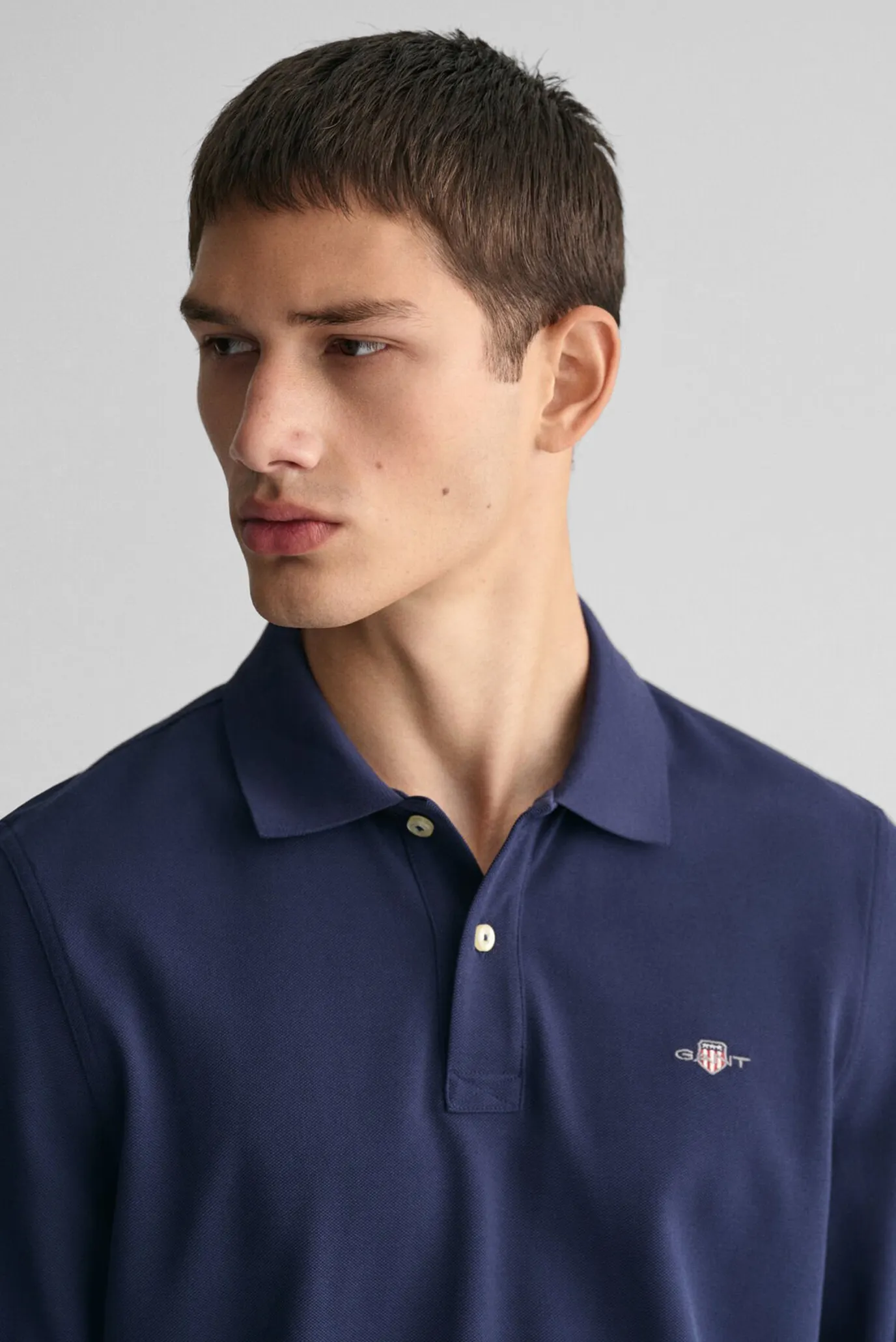 Мужское темно-синее поло REG SHIELD LS PIQUE RUGGER 4