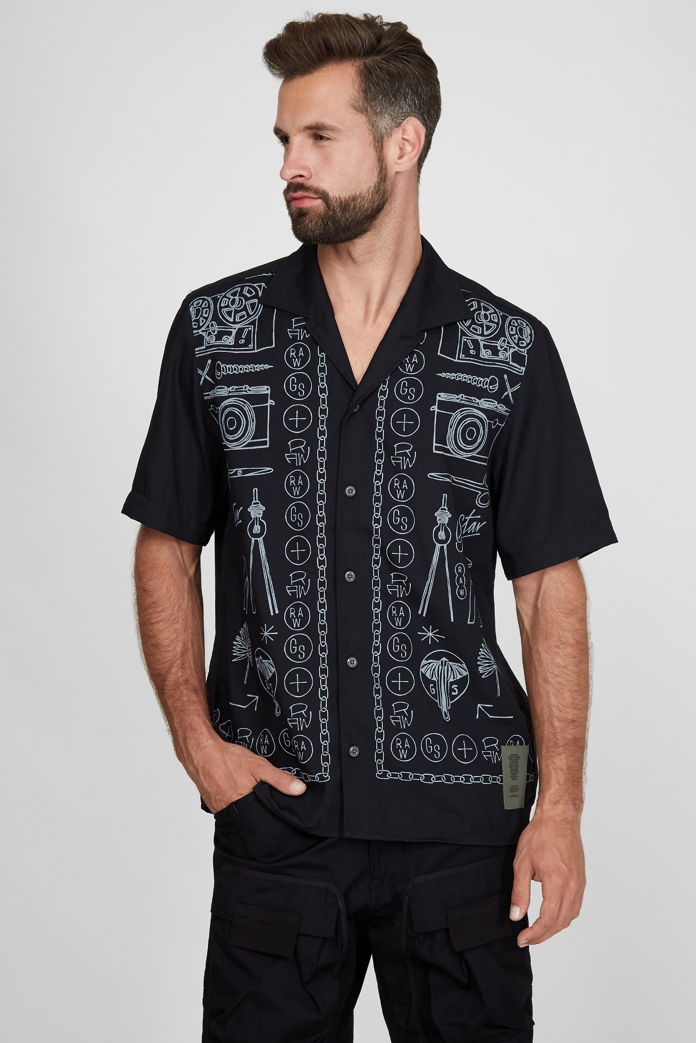Мужская черная рубашка Hawaiian service regular 1