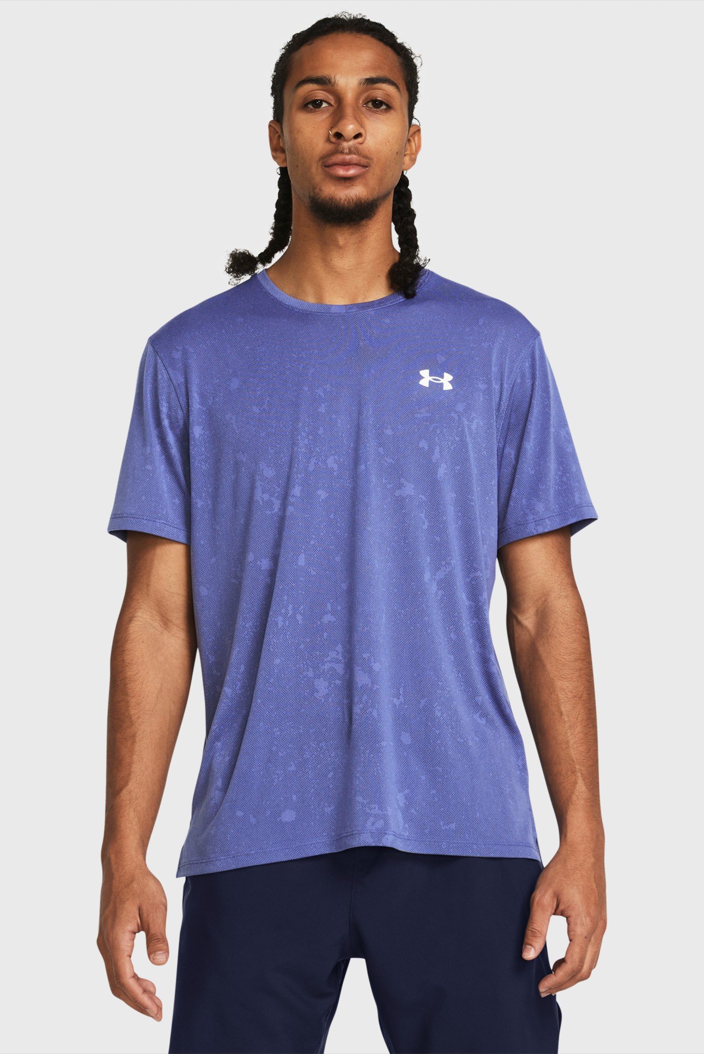Чоловіча фіолетова футболка UA LAUNCH SPLATTER SS 1