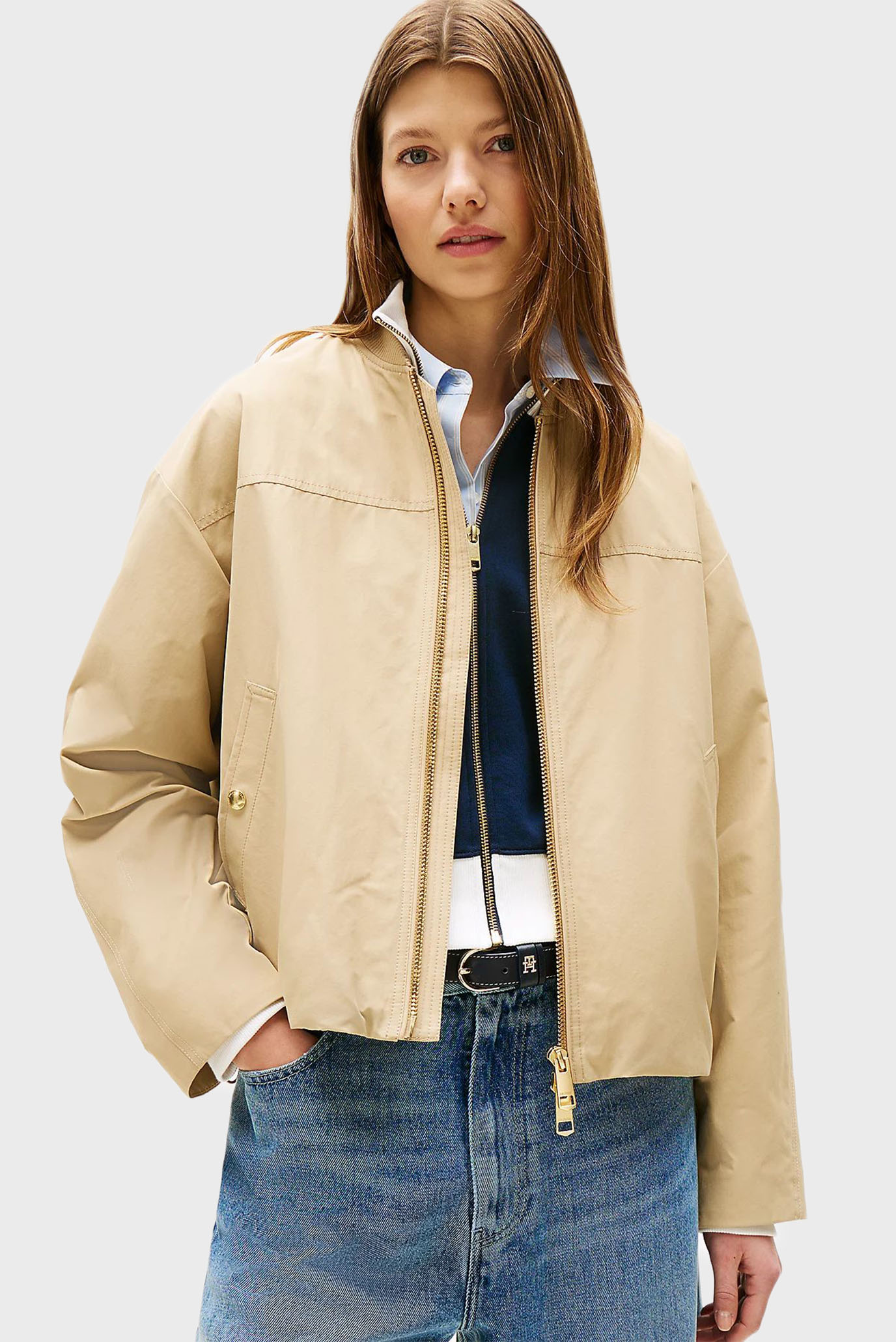 Женская бежевая куртка COTTON NYLON REG Бежевый L Tommy Hilfiger WW0WW45619 Женская бежевая куртка COTTON NYLON REG Бежевый L Tommy Hilfiger WW0WW45619