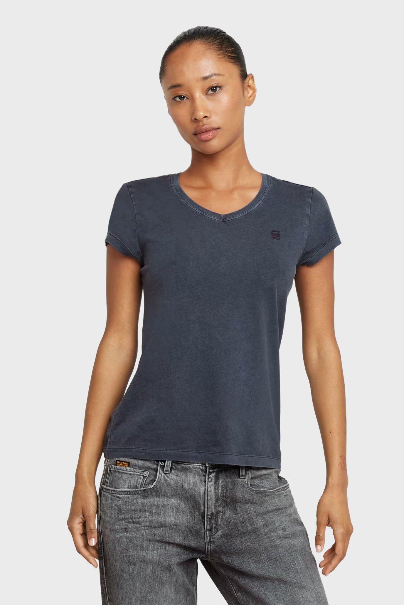 Женская темно-синяя футболка Overdyed eyben slim Синий XS G-Star RAW D24533,B059 Женская темно-синяя футболка Overdyed eyben slim Синий XS G-Star RAW D24533,B059