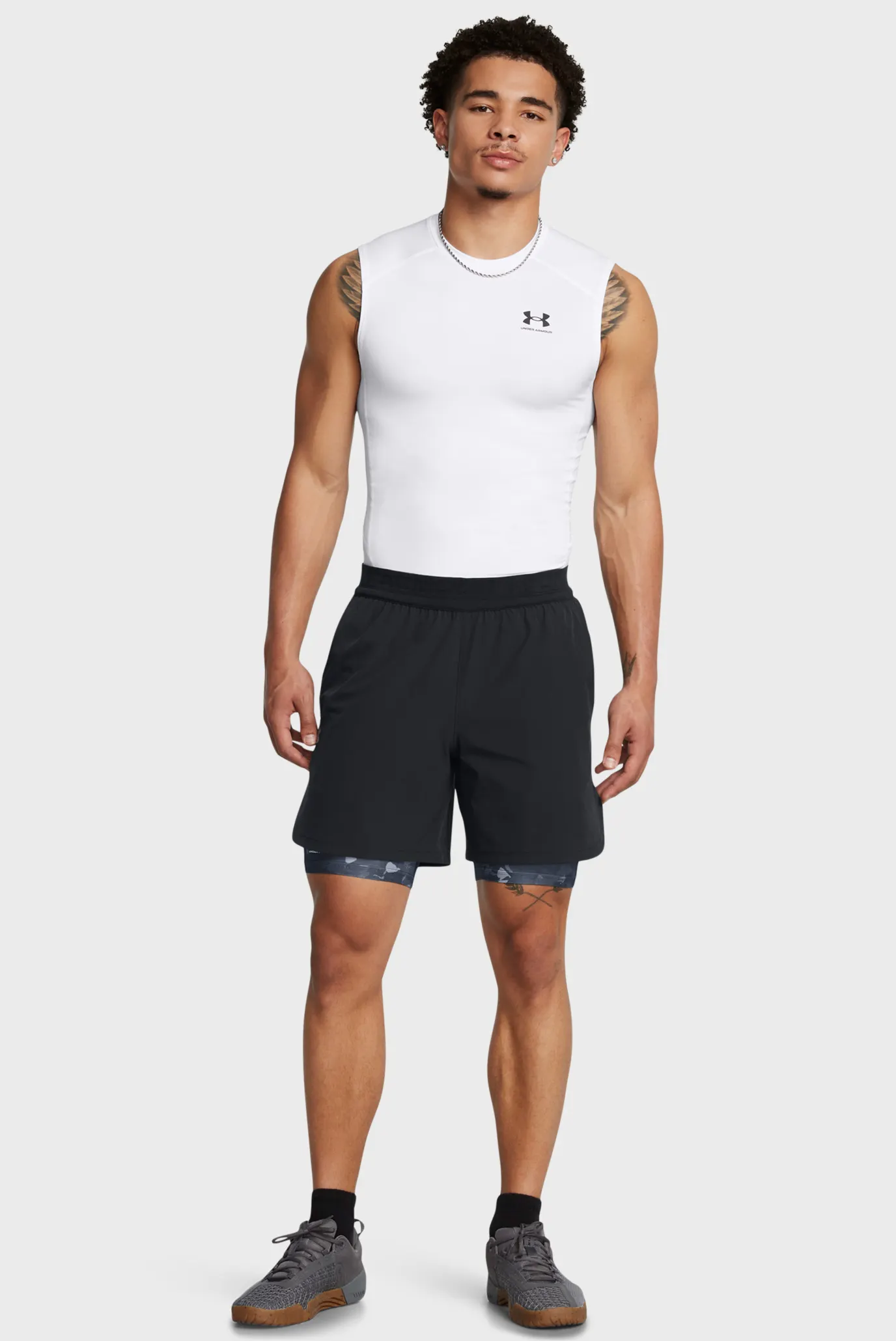 Чоловічі темно-сірі велосипедки з візерунком UA HG Armour Prtd Comp Sts 3