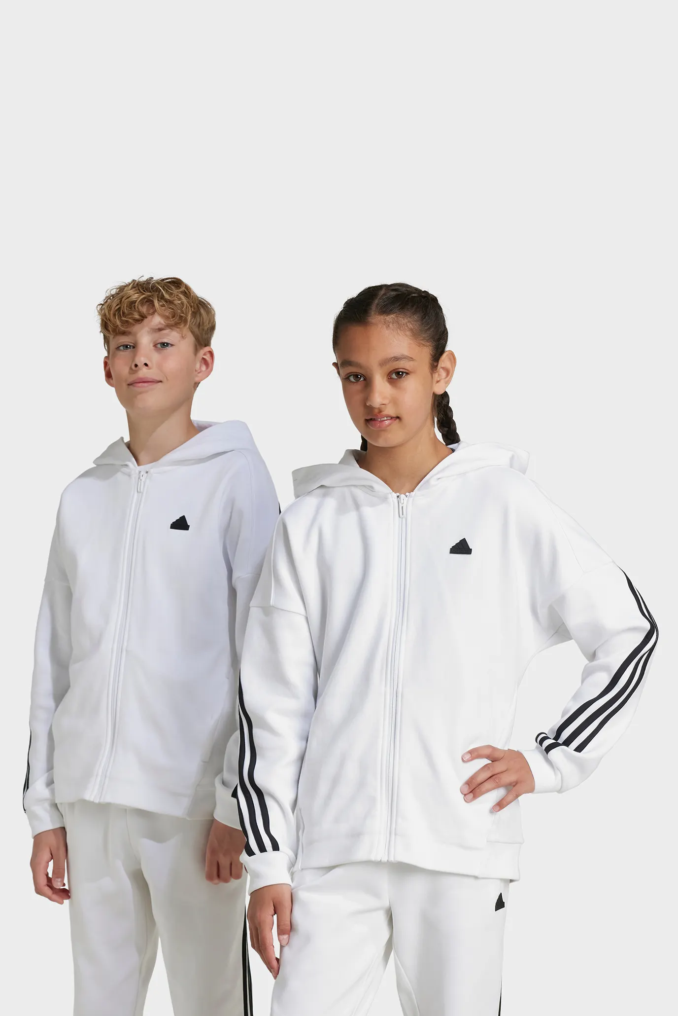 Дитяче біле худі Future Icons 3-Stripes Full-Zip 2